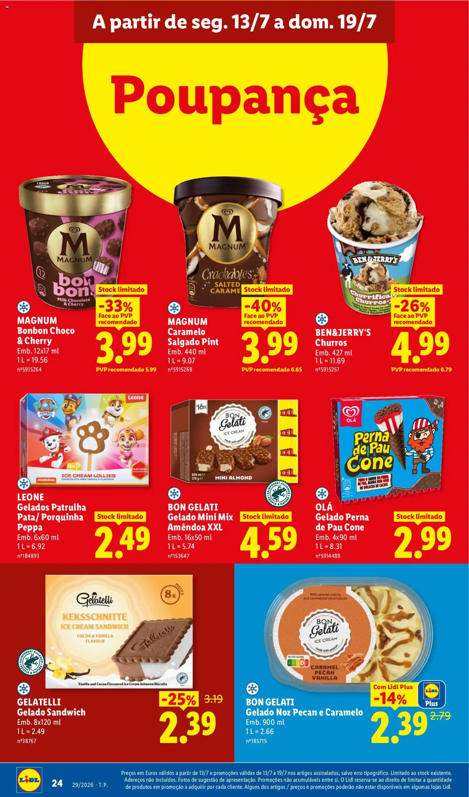 Lidl folheto │ válido de 13/07/2026 | Página: 22 | Produtos: Cacau, Gelado, Chocolate, Gelado sandwich