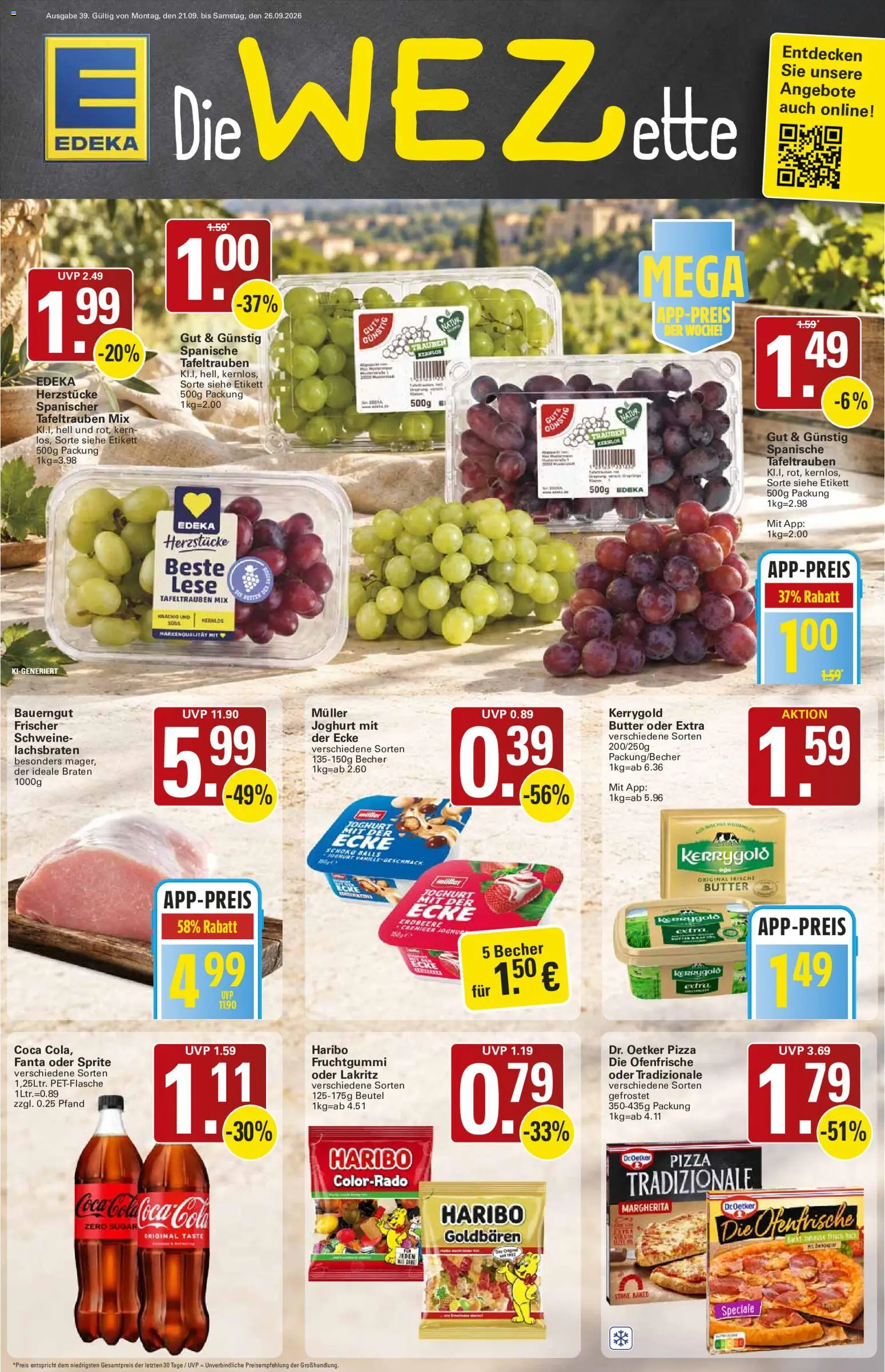 WEZ Prospekt – gültig ab 21.09.2026 | Seite: 1 | Produkte: Butter, Joghurt, Bauerngut, Pizza