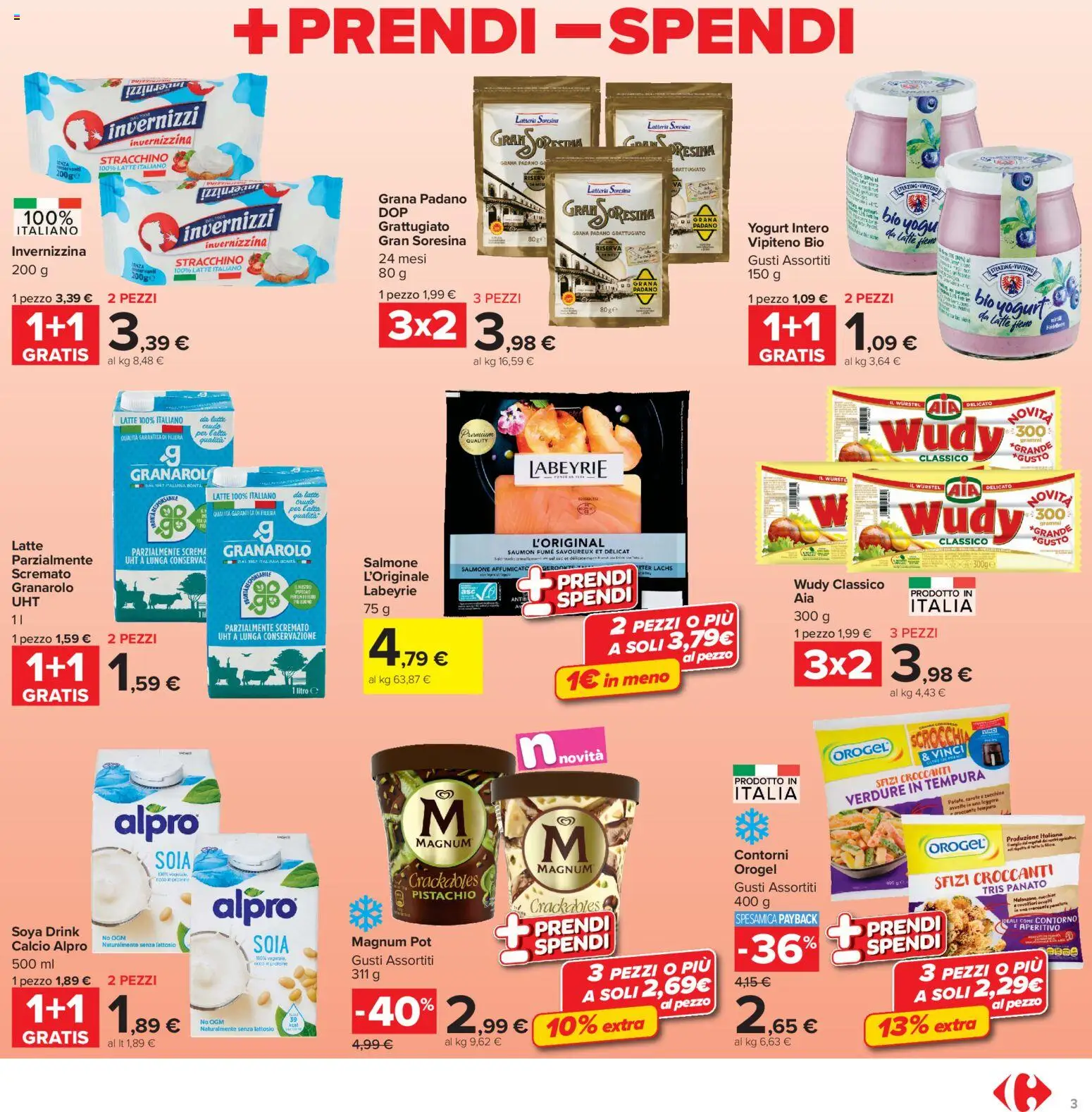 Volantino Carrefour del 13/07/2026 | Pagina: 3 | Prodotti: Yogurt, Salmone, Latte, Zucchine