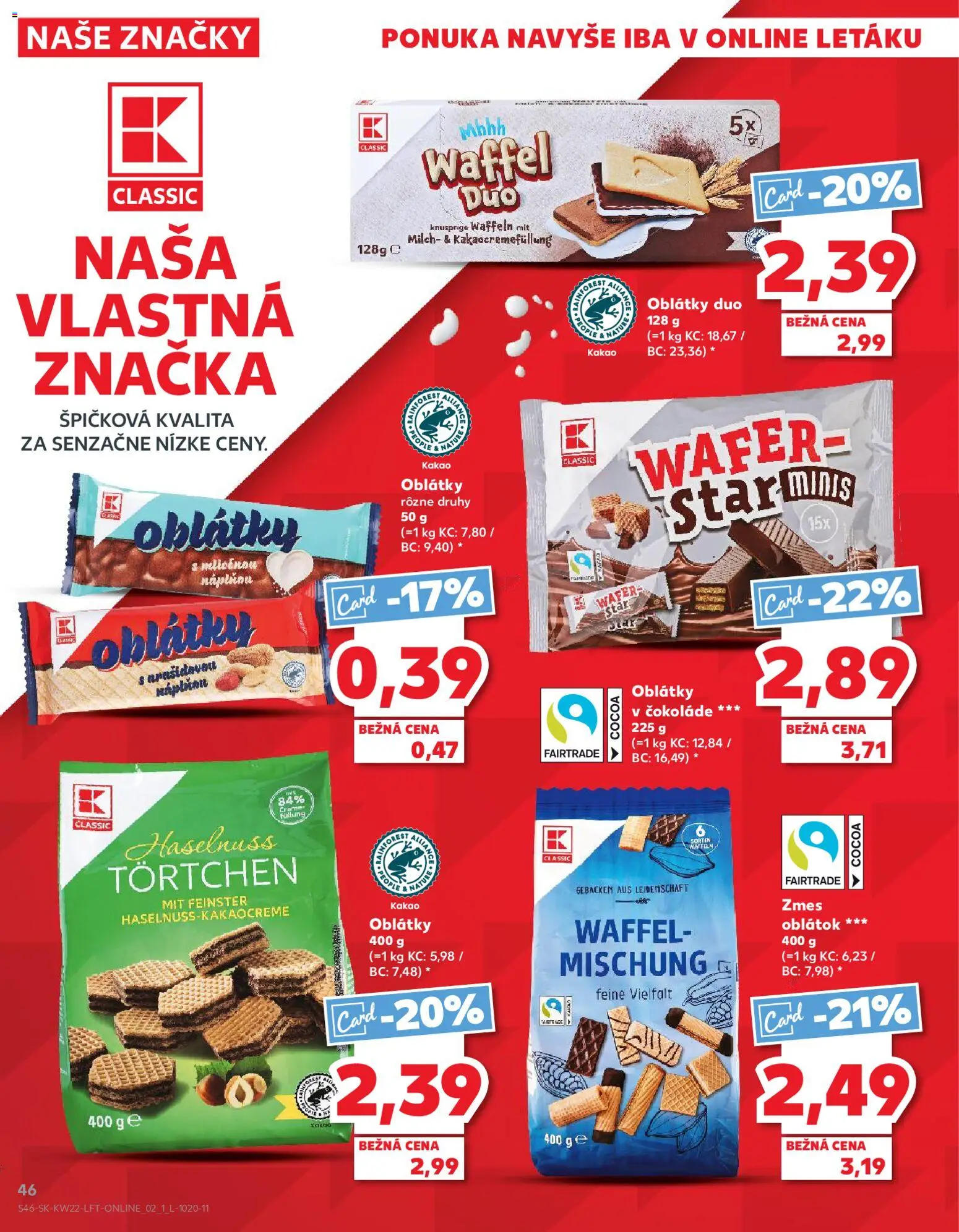 Nové Kaufland akcie – leták je platný od 28.05.2026 | Strana: 46 | Produkty: Oblátky, Kakao
