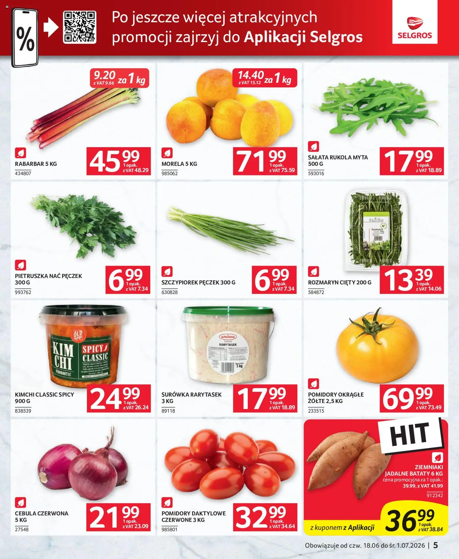 Selgros cash&carry gazetka - Oferta dla gastronomii od 18.06.2026 | Strona: 5 | Produkty: Kimchi, Pietruszka, Rozmaryn, Ziemniaki