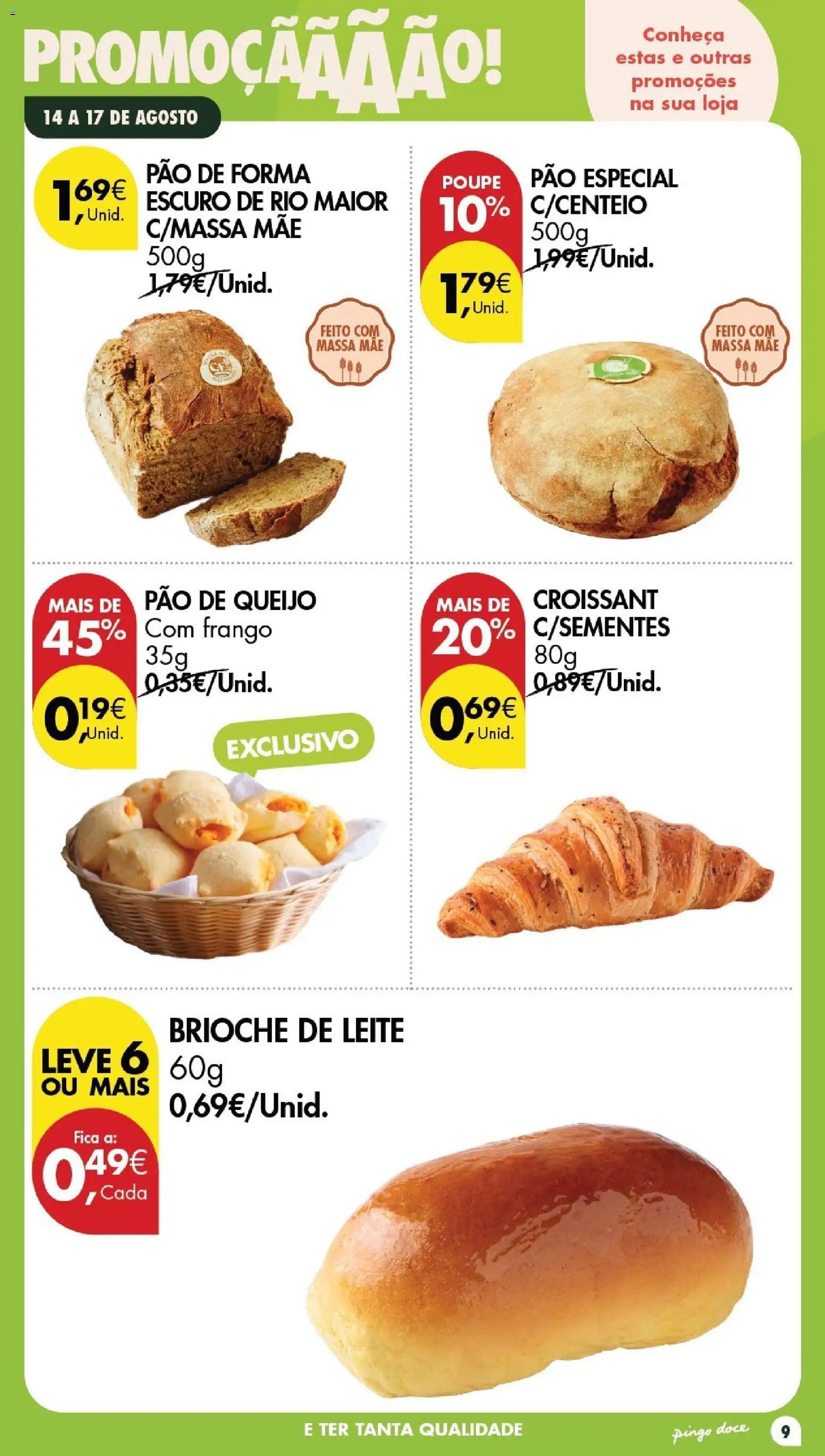 Pingo Doce Poupe este Fim de Semana │ válido de 14/08/2026 | Página: 9 | Produtos: Frango, Brioche, Pão, Massa