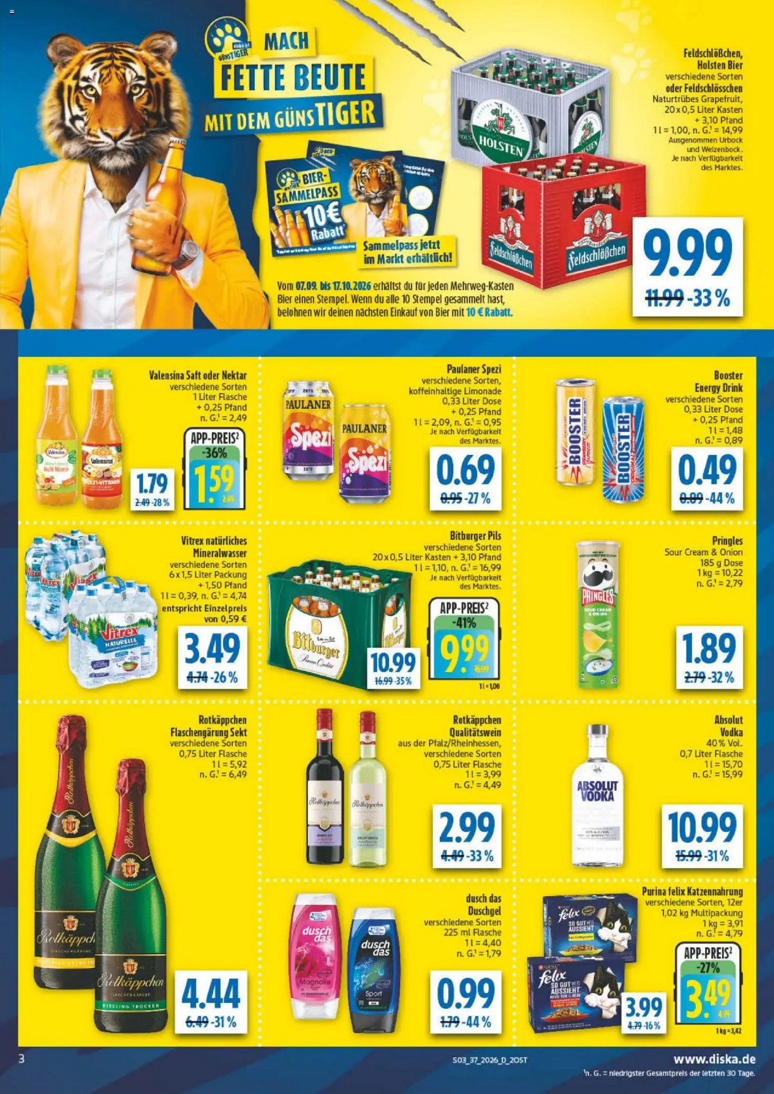 Diska - Diska Angebote Sachsen-Thüringen KW37 – gültig ab 02.09.2026 | Seite: 3 | Produkte: Pils, Rotkäppchen, Saft, Vodka