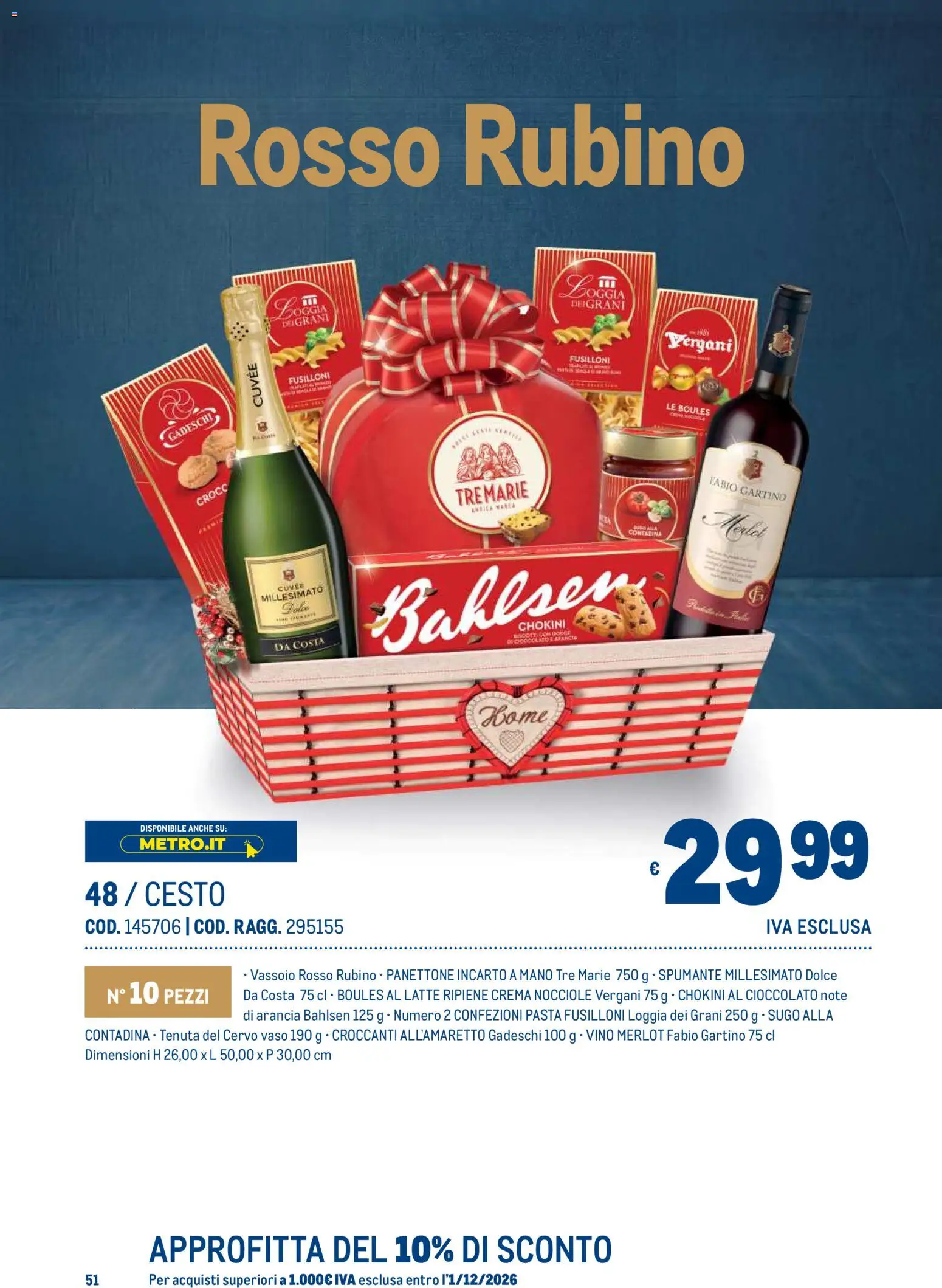 Volantino Metro del 19/10/2026 | Pagina: 51 | Prodotti: Vino, Pasta, Spumante, Arancia