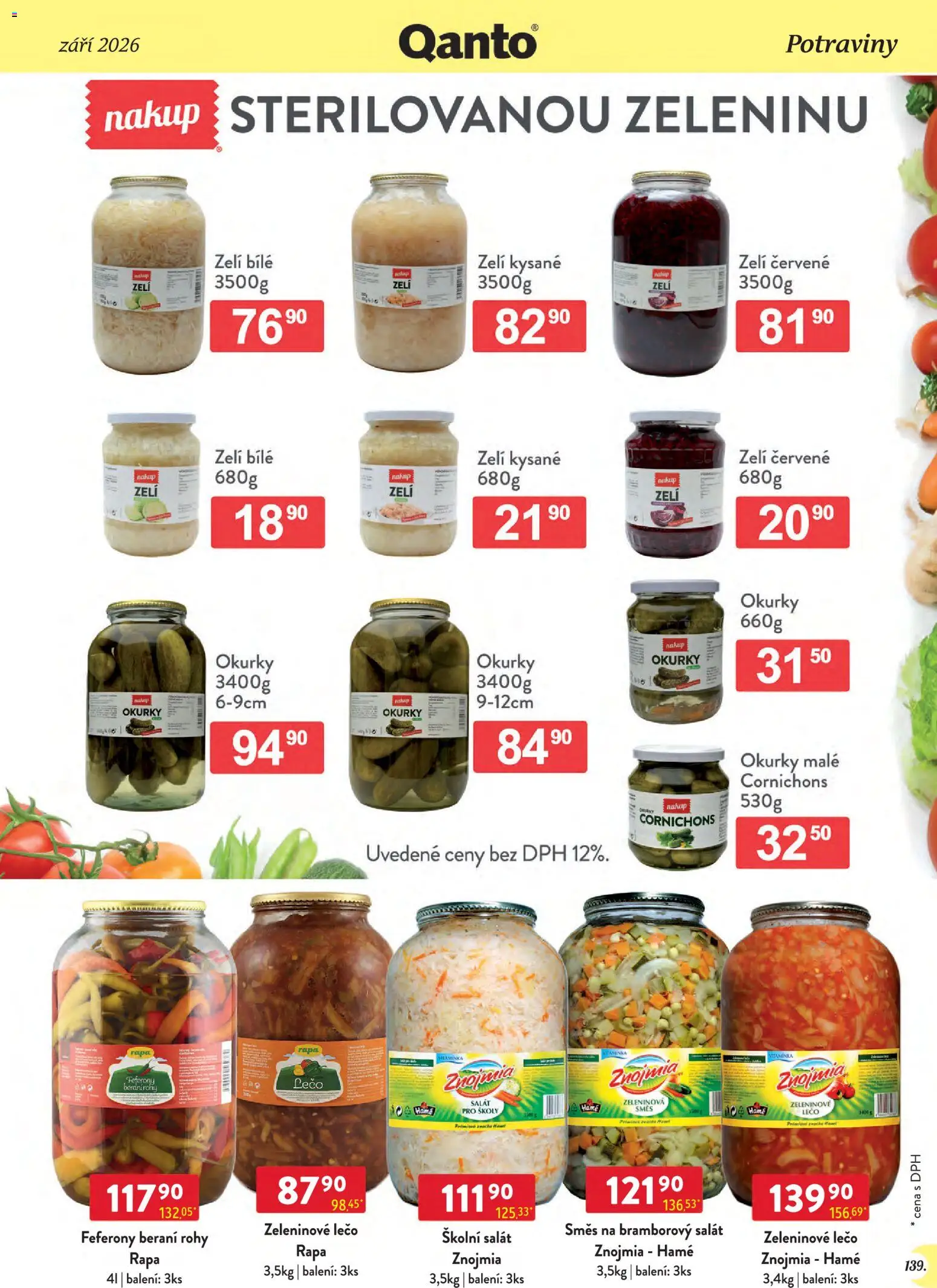 Astur & Qanto leták - Velkoobchod 09/2026 od 01.09.2026 | Strana: 139 | Produkty: Bramborový salát, Salát, Potraviny, Kysané zelí