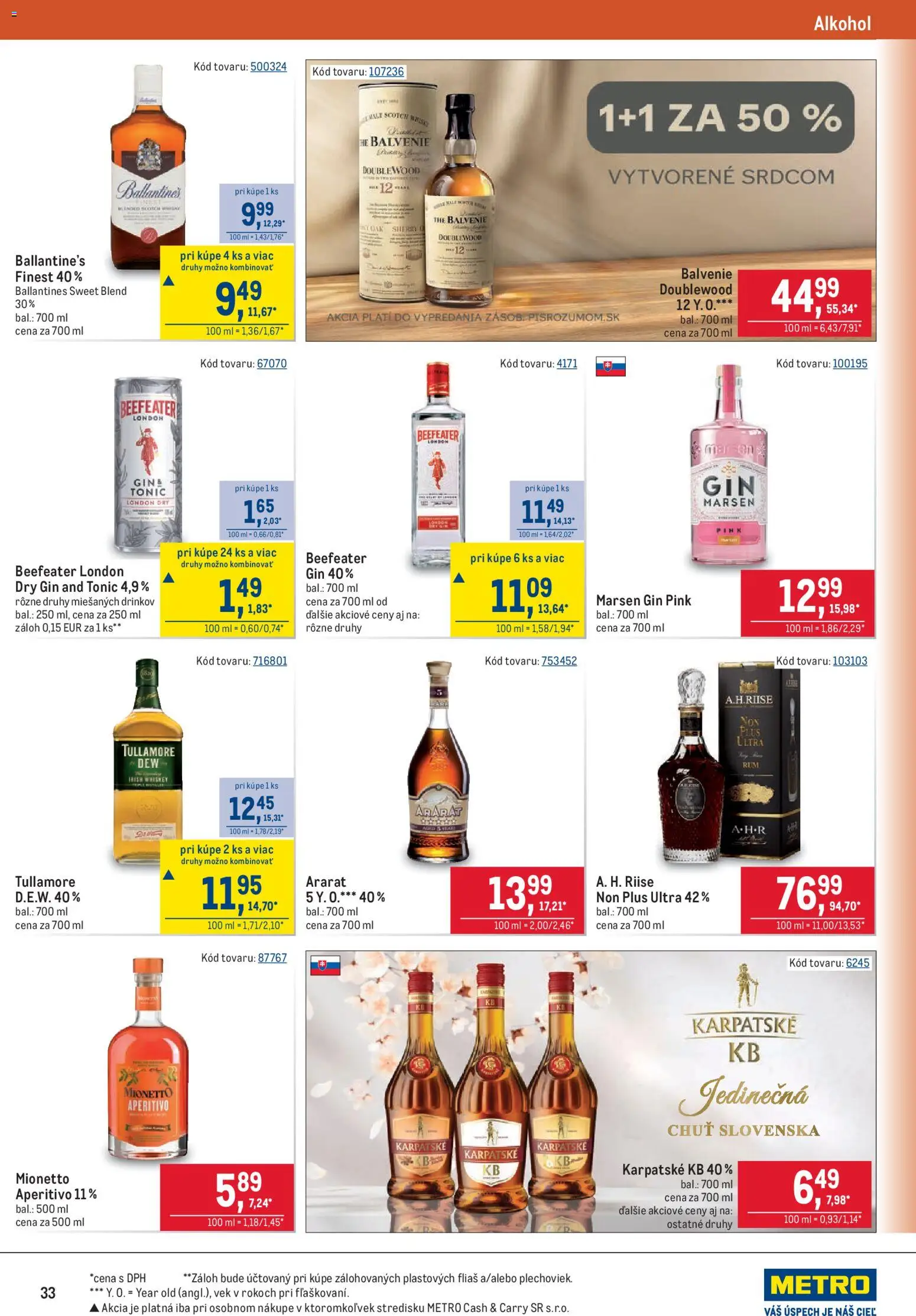 Nové Metro akcie – leták je platný od 20.05.2026 | Strana: 33 | Produkty: Whisky, Alkohol, Ararat, Ballantines