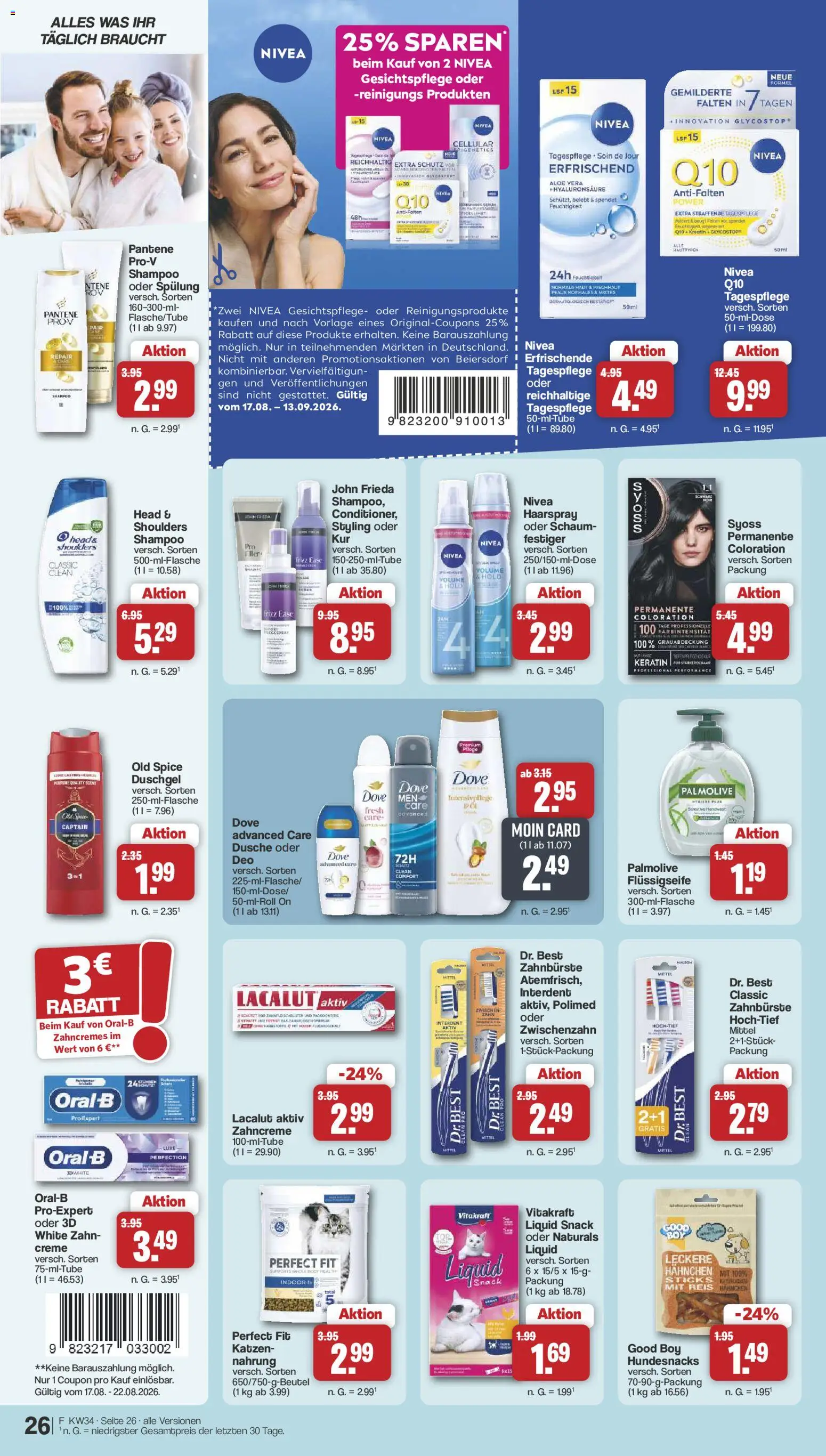 Famila Nordwest Prospekt – gültig ab 17.08.2026 | Seite: 28 | Produkte: Hahnchen, Haarspray, Creme, Duschgel
