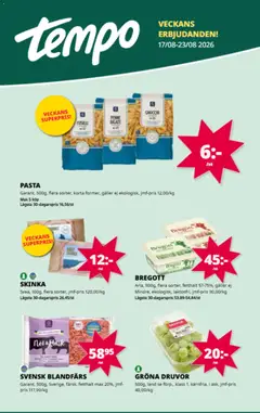 Tempo erbjudanden - Förhandsvisning av reklamblad från butik Tempo aktuell från 17/08/2026