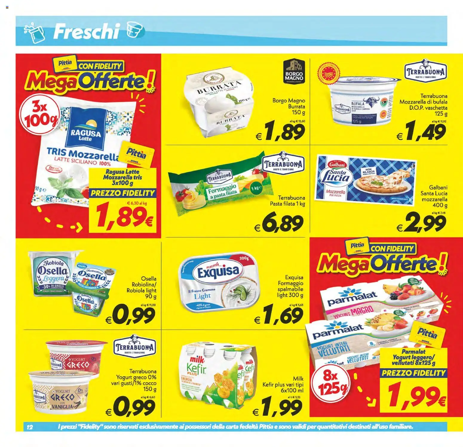 Volantino SuperConveniente del 01/09/2026 | Pagina: 12 | Prodotti: Mozzarella, Formaggio, Yogurt magro, Burrata