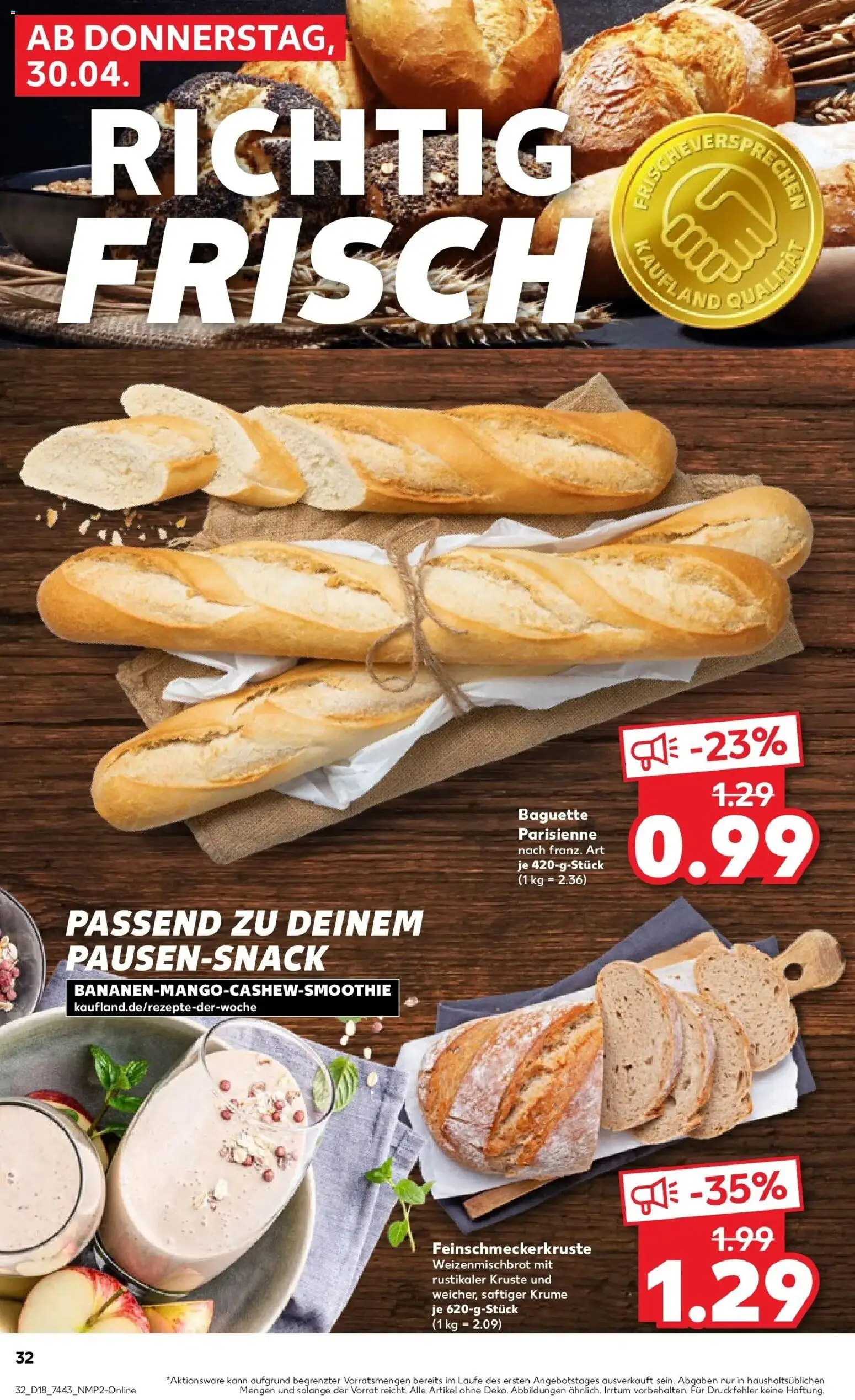 Prospekt Kaufland ab 30.04.2026 » Angebote Online zum Blättern | Seite: 32 | Produkte: Baguette