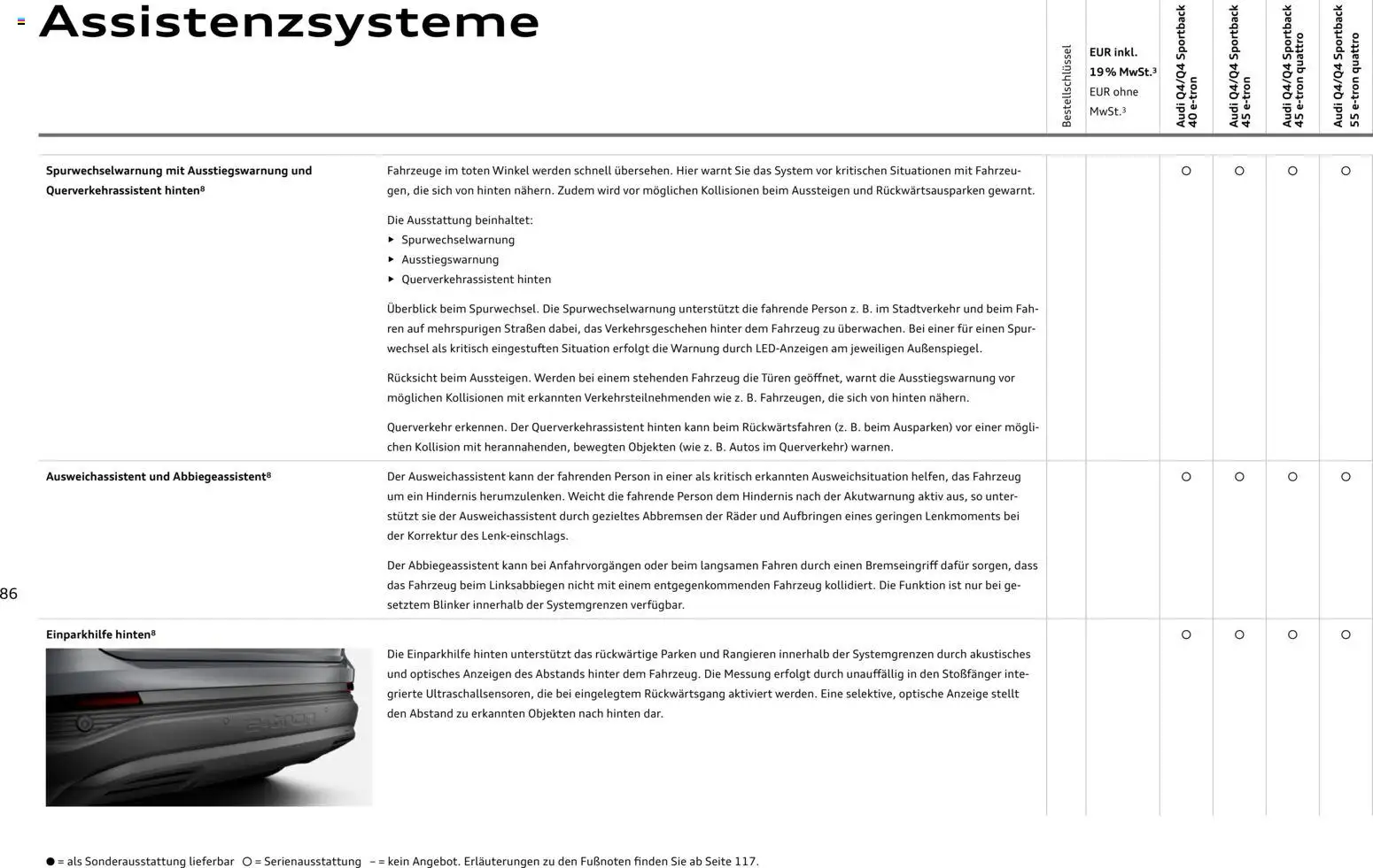 Audi Q4 e-tron / Q4 Sportback e-tron – gültig ab 01.10.2025 | Seite: 86