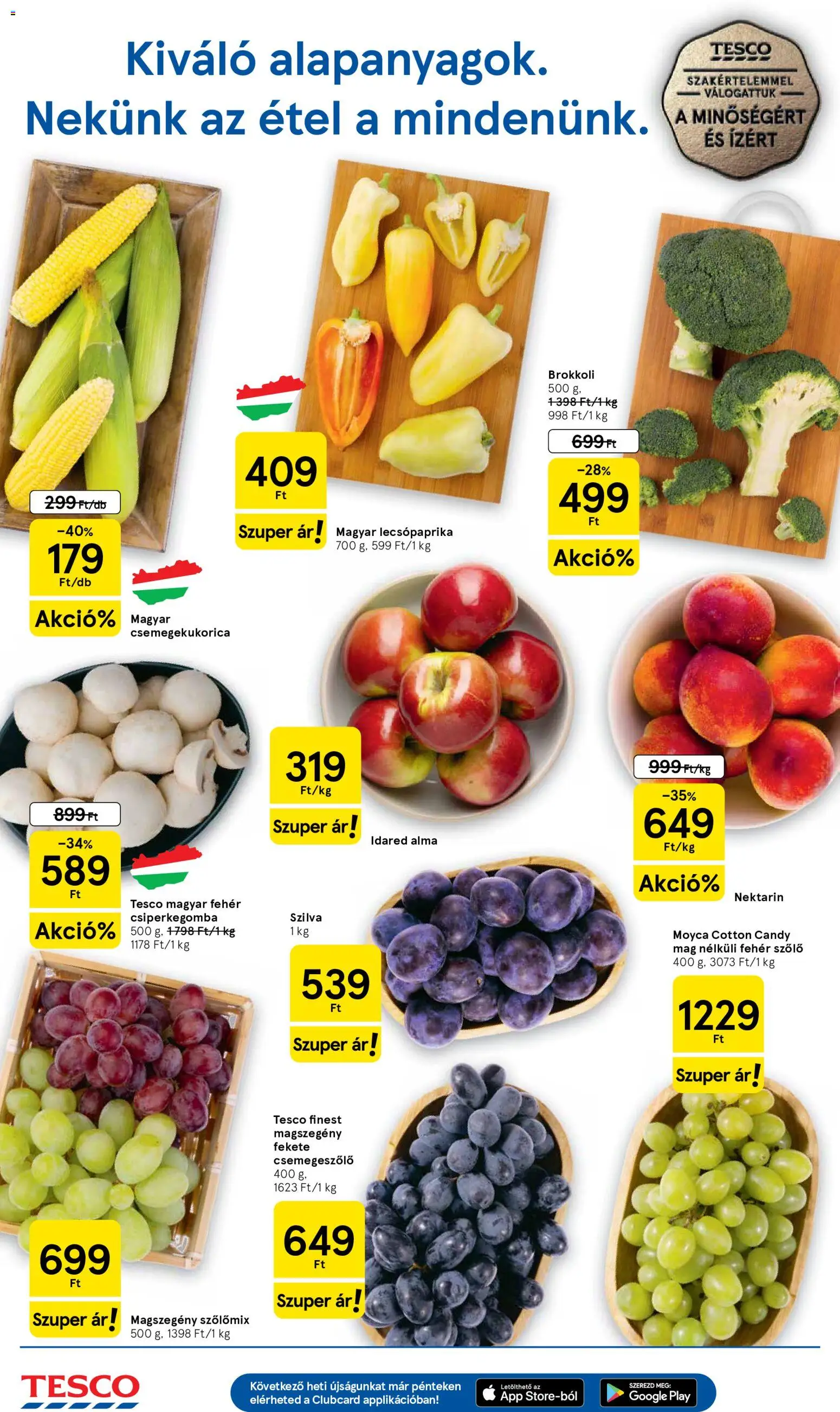 Tesco akciós ujság - amely érvényes a következő dátumtól: 2026.08.27. | Oldal: 2 | Termékek: Nektarin, Szőlő, Lecsópaprika, Brokkoli