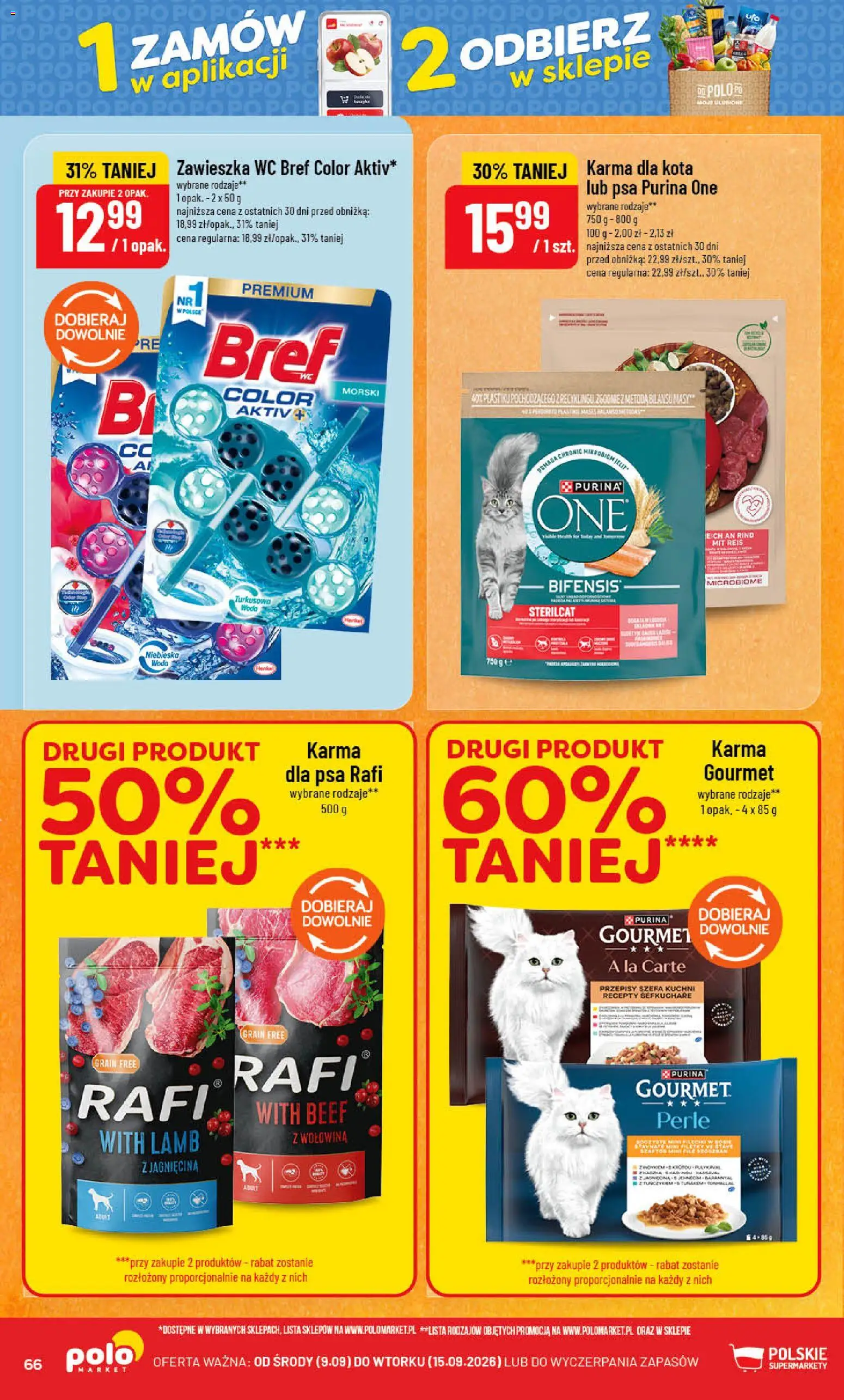 POLOmarket gazetka od 09.09.2026 | Strona: 66 | Produkty: Purina one, Karma dla psa, Wołowina, Karma