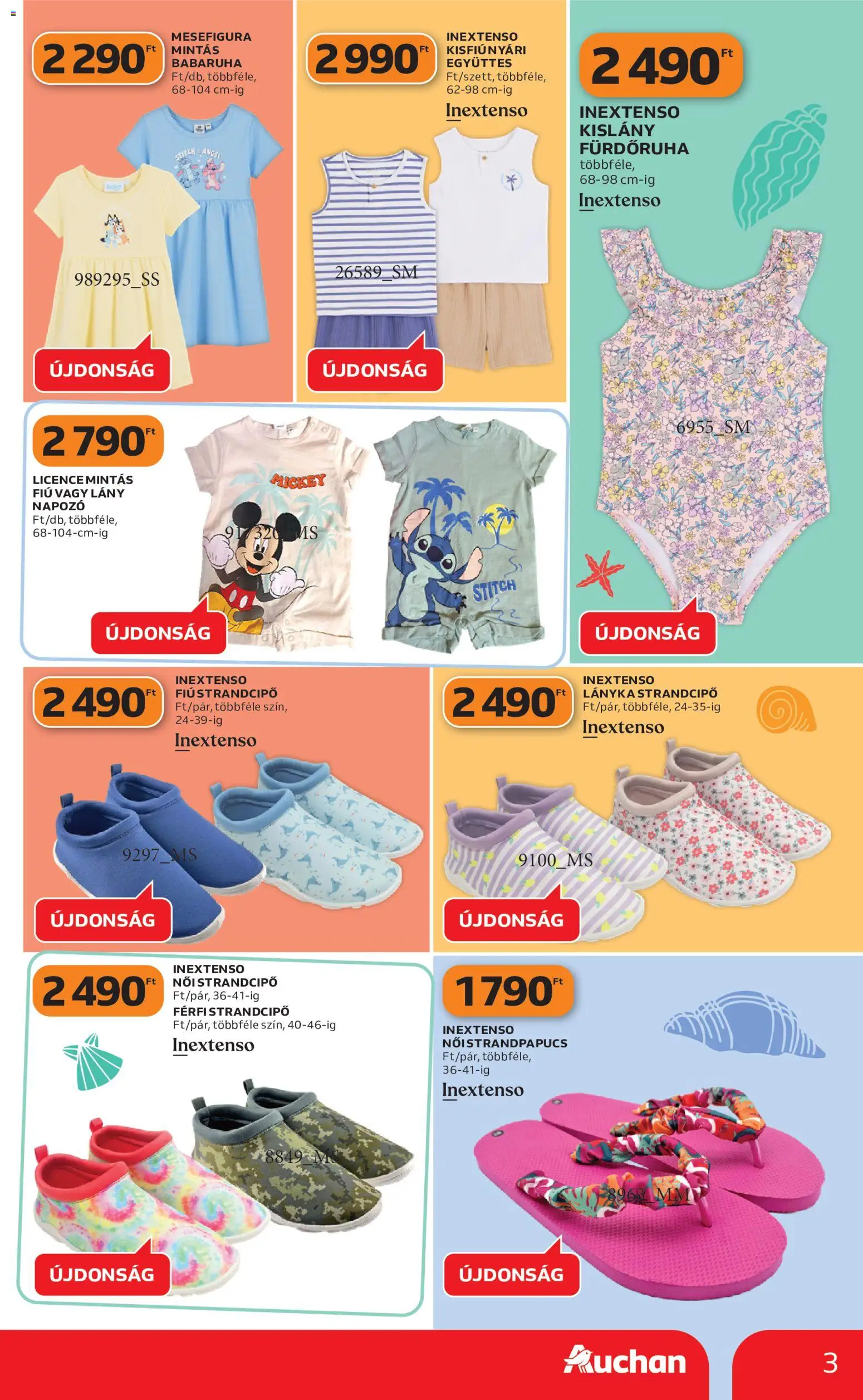 Auchan akciós ujság - amely érvényes a következő dátumtól: 28.05.2026 | Oldal: 3 | Termékek: Babaruha, Fürdőruha