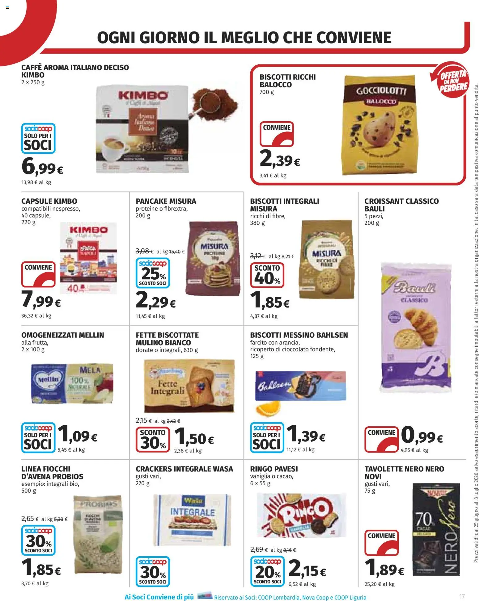 Volantino COOP del 25/06/2026 | Pagina: 17 | Prodotti: Biscotti, Data, Croissant, Fette biscottate
