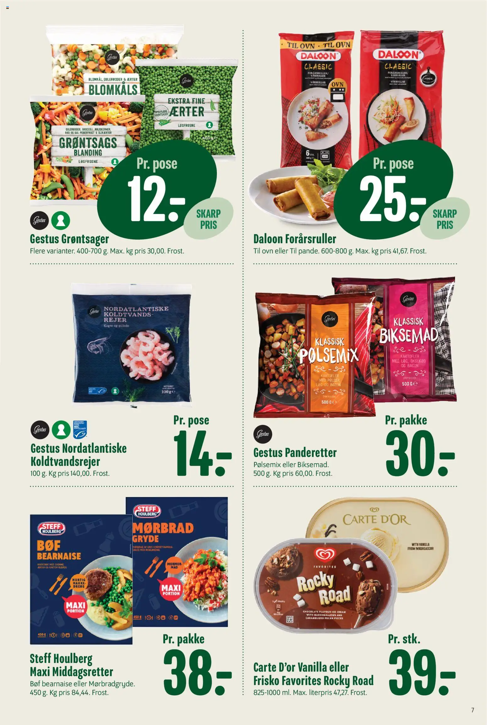 Min Købmand tilbudsavis – gyldig fra 14/08/2026 | Side: 7 | Produkter: Kartoffelbåde, Kartofler, Rejer, Ovn