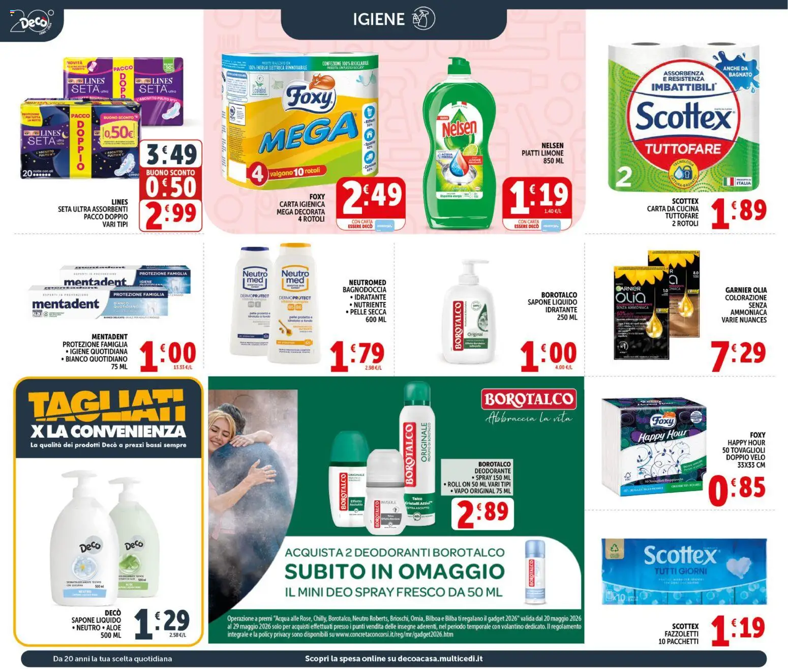 Volantino Decò del 20.05.2026 | Pagina: 18 | Prodotti: Deodorante, Talco, Acqua, Limone