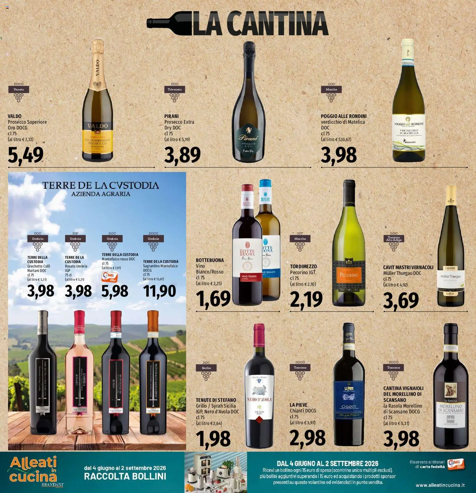 Volantino EMI del 20/08/2026 | Pagina: 14 | Prodotti: Prosecco, Vino, Pecorino, Vino rosso