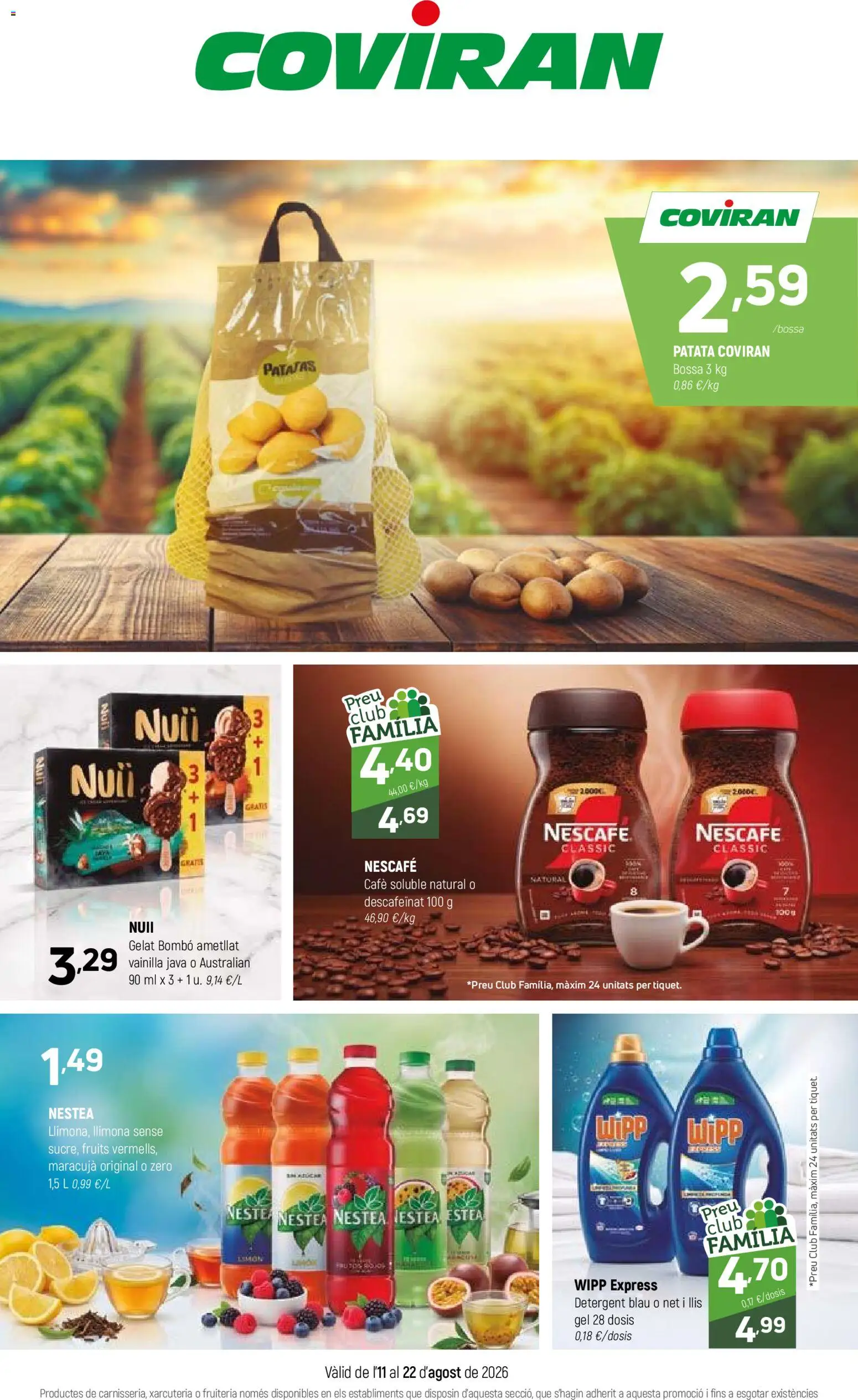 Coviran Ofertas │ válido desde el 11/08/2026 | Página: 1 | Productos: Café, Vainilla, Café soluble, Patatas