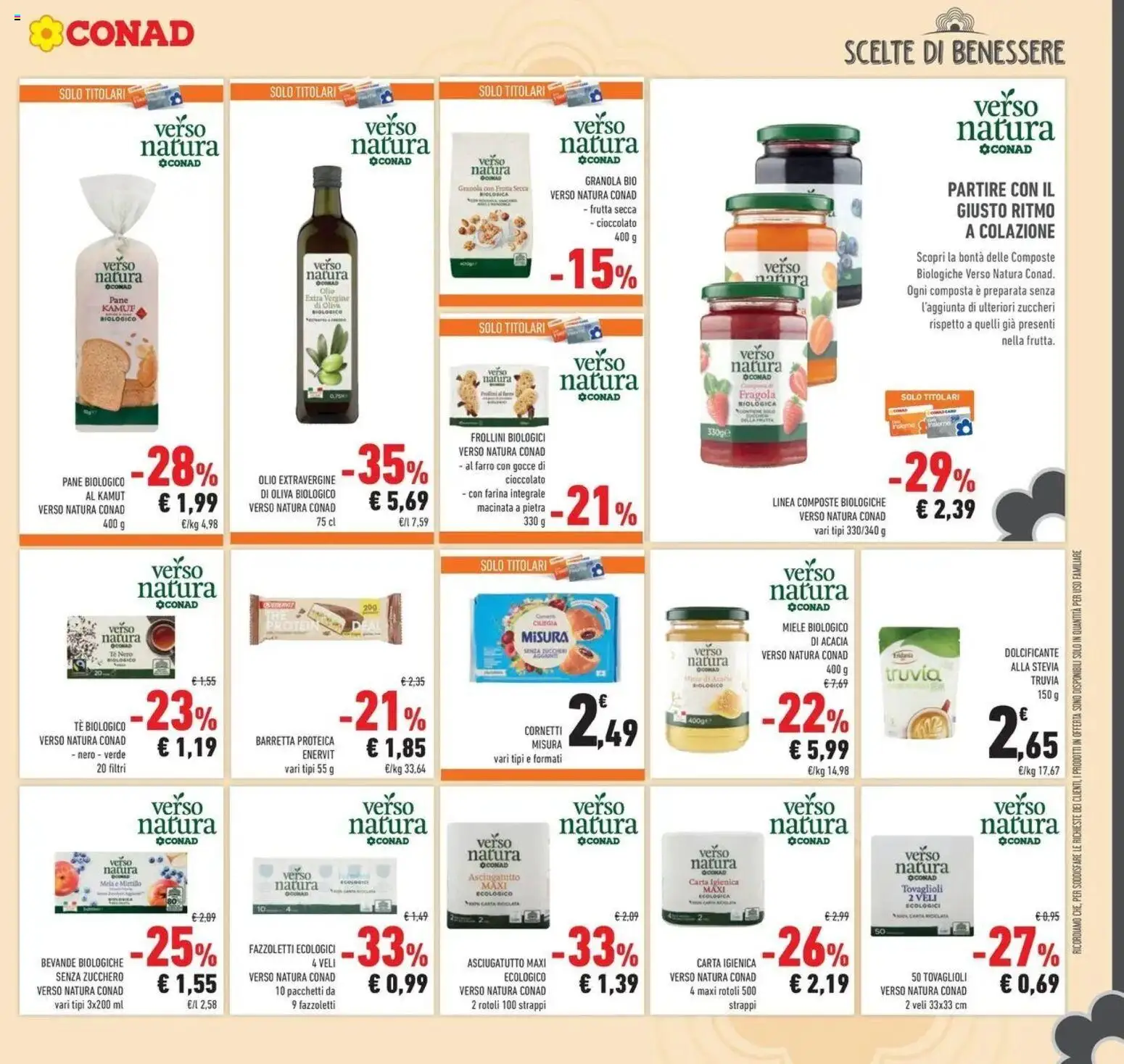 Volantino Conad del 21/10/2026 | Pagina: 23 | Prodotti: Cioccolato, Fazzoletti, Olio, Frollini