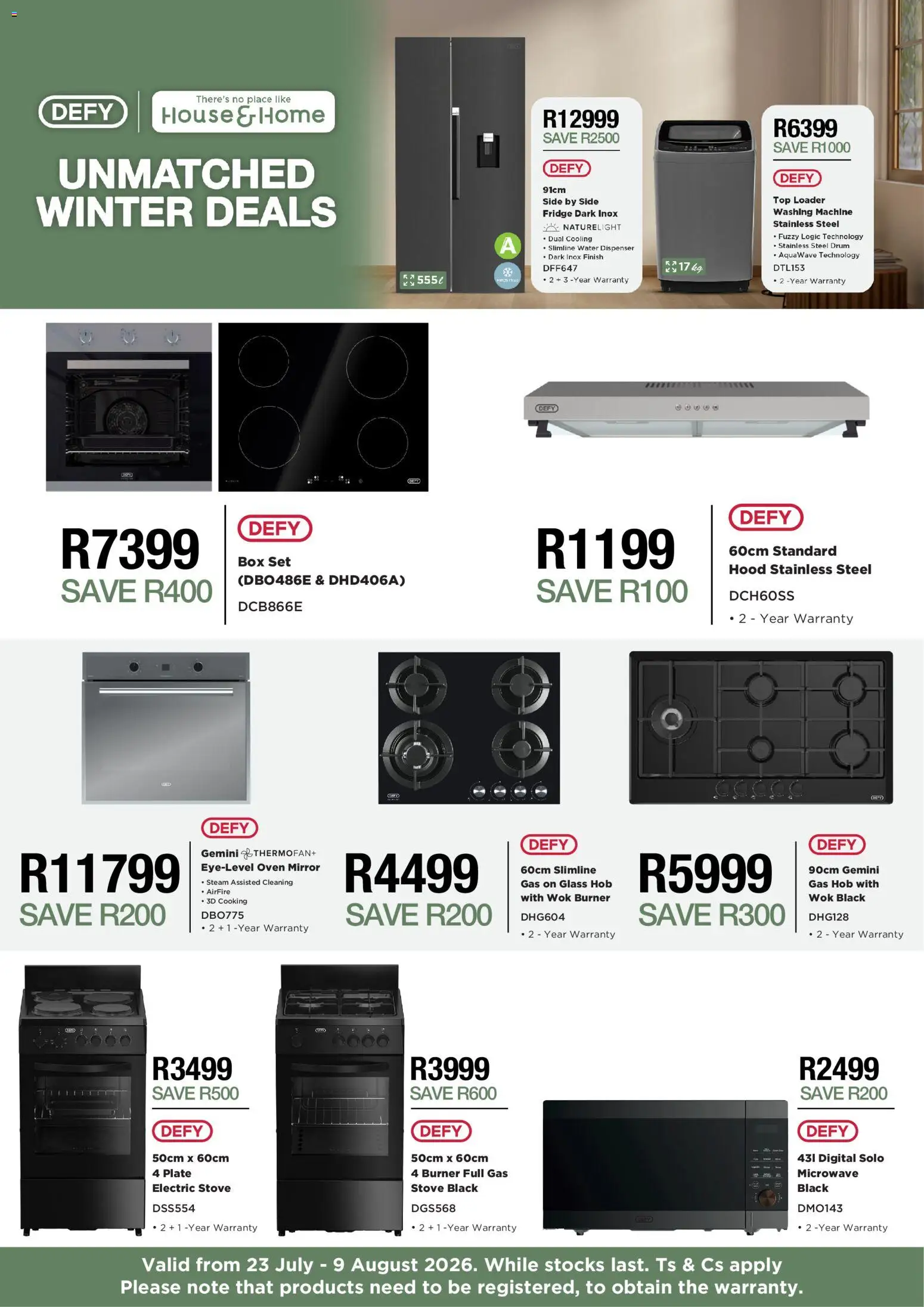 New House and Home catalogue – valid from 23/07/2026 | Page: 1 | Products: Washing machine, Stove, Mirror, Fridge