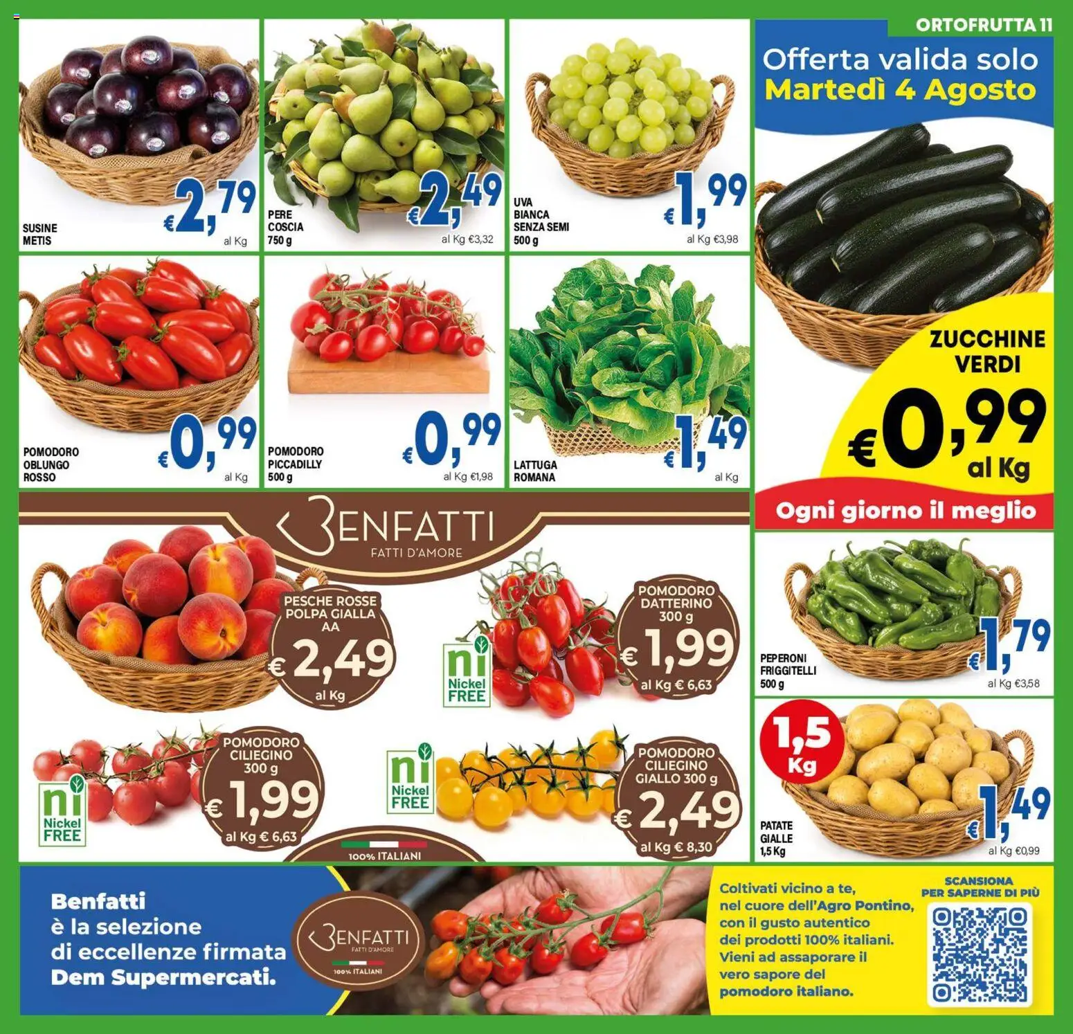 Volantino DEM del 31/07/2026 | Pagina: 11 | Prodotti: Peperoni, Patate, Pomodoro, Zucchine