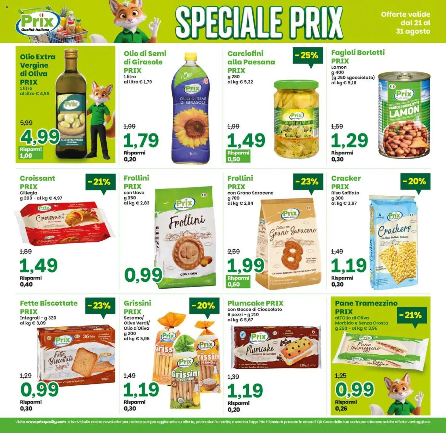 Volantino Prix del 21/08/2026 | Pagina: 11 | Prodotti: Olio di semi, Croissant, Semi di girasole, Fette biscottate
