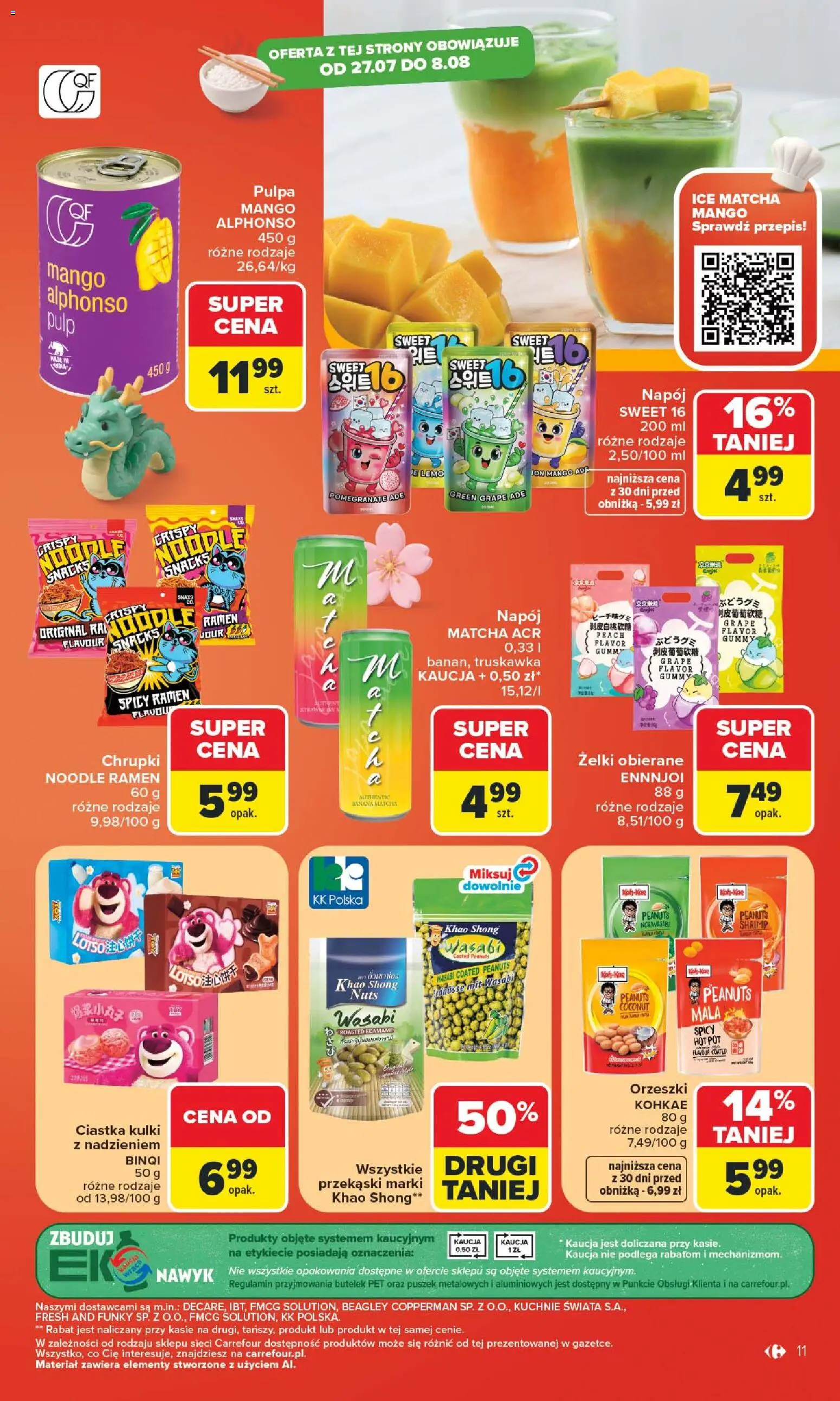 Carrefour gazetka - Kuchnia Azjatycka od 27.07.2026 | Strona: 11 | Produkty: Mango, Żelki, Ciastka, Pulpa mango