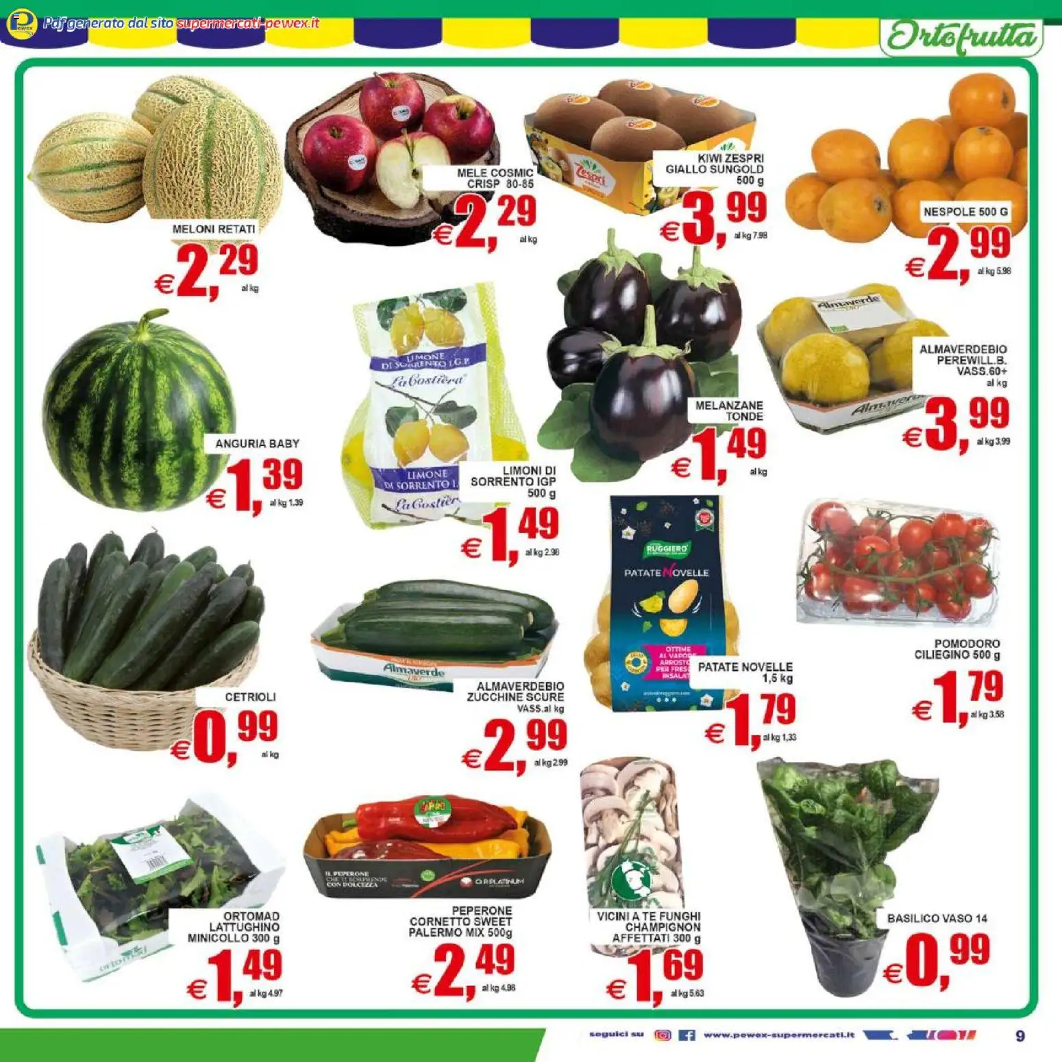 Volantino Pewex del 08.05.2026 | Pagina: 9 | Prodotti: Arrosto, Funghi, Anguria, Zucchine