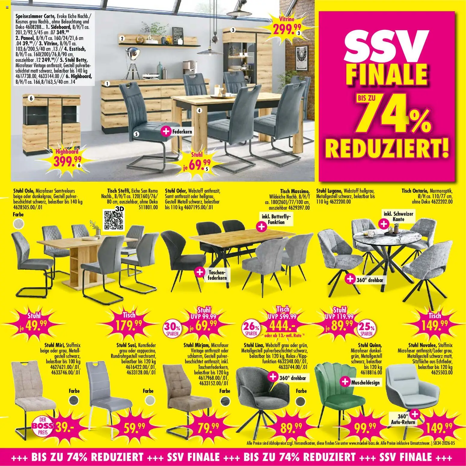 SB Möbel Boss Prospekt – gültig ab 15.08.2026 | Seite: 5 | Produkte: HIghboard, Vitrine, Taschen, Stuhl