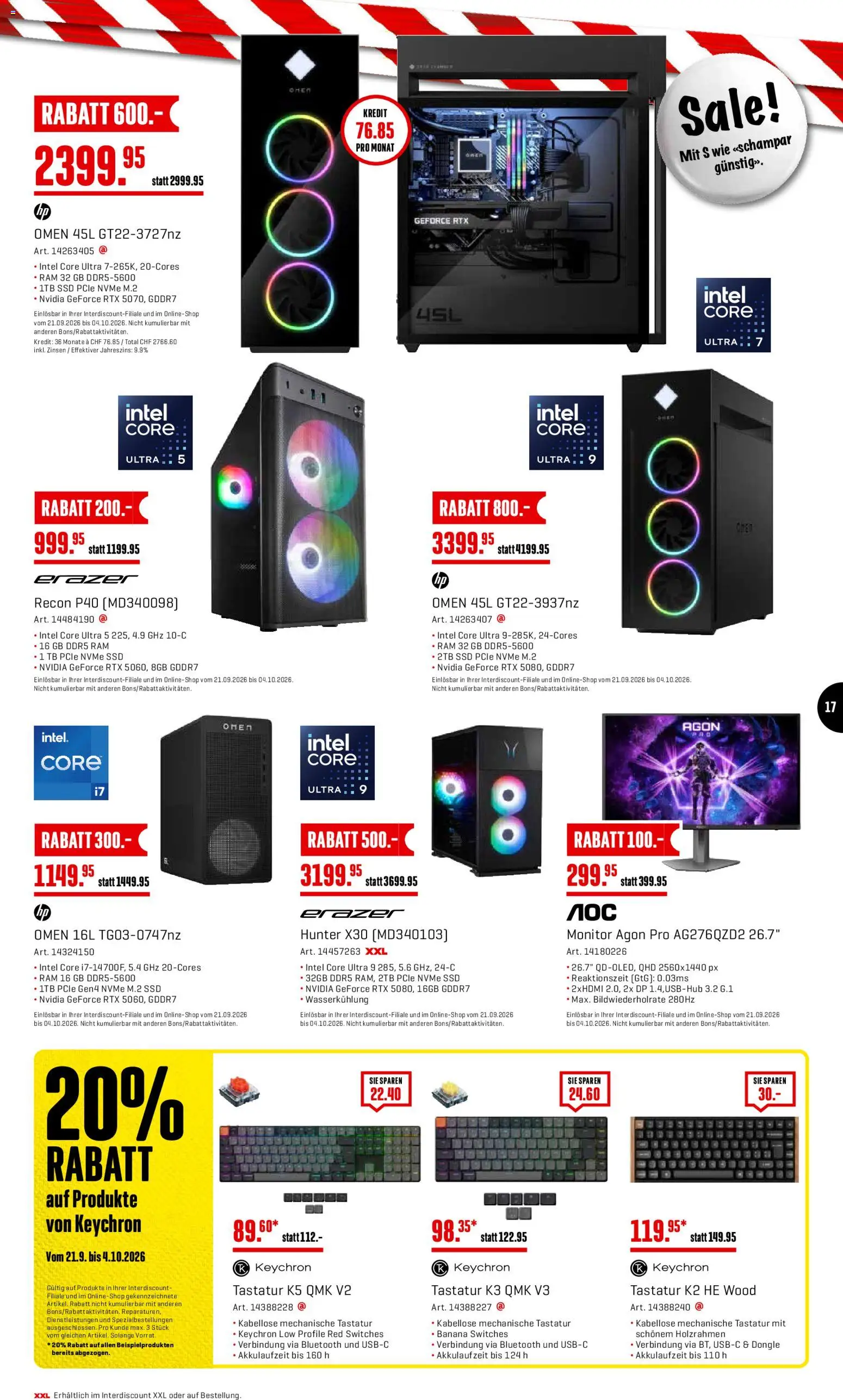 Interdiscount aktionen – gültig ab 21.09.2026 | Seite: 17 | Produkte: Monitor, Tastatur