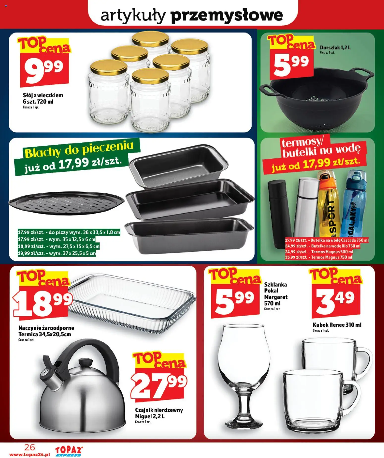 Topaz gazetka - Express od 03.09.2026 | Strona: 26 | Produkty: Szklanka, Czajnik, Naczynie żaroodporne, Termos