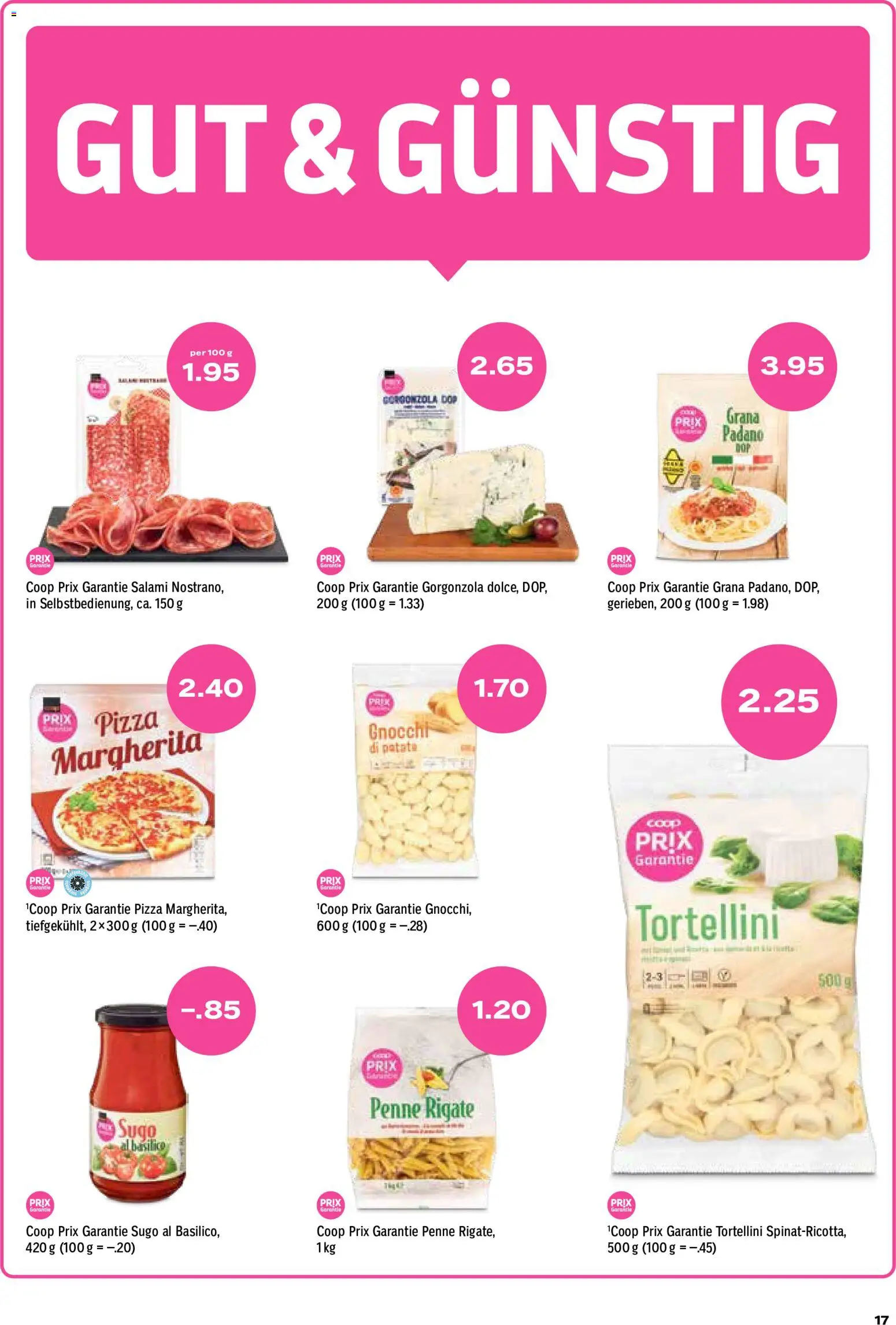 Coop aktionen – gültig ab 27.08.2026 | Seite: 17 | Produkte: Grana Padano, Salami, Pizza