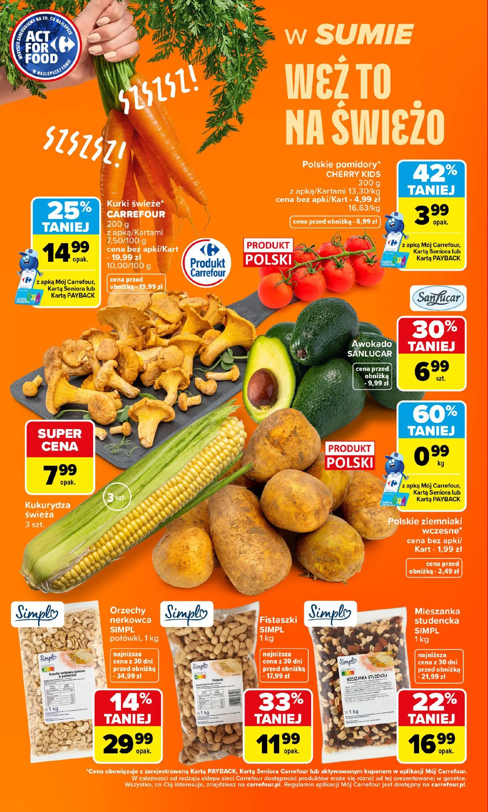 Carrefour gazetka - Weź to na świeżo od 20.07.2026 | Strona: 4 | Produkty: Karta, Kukurydza, Orzechy, Ziemniaki