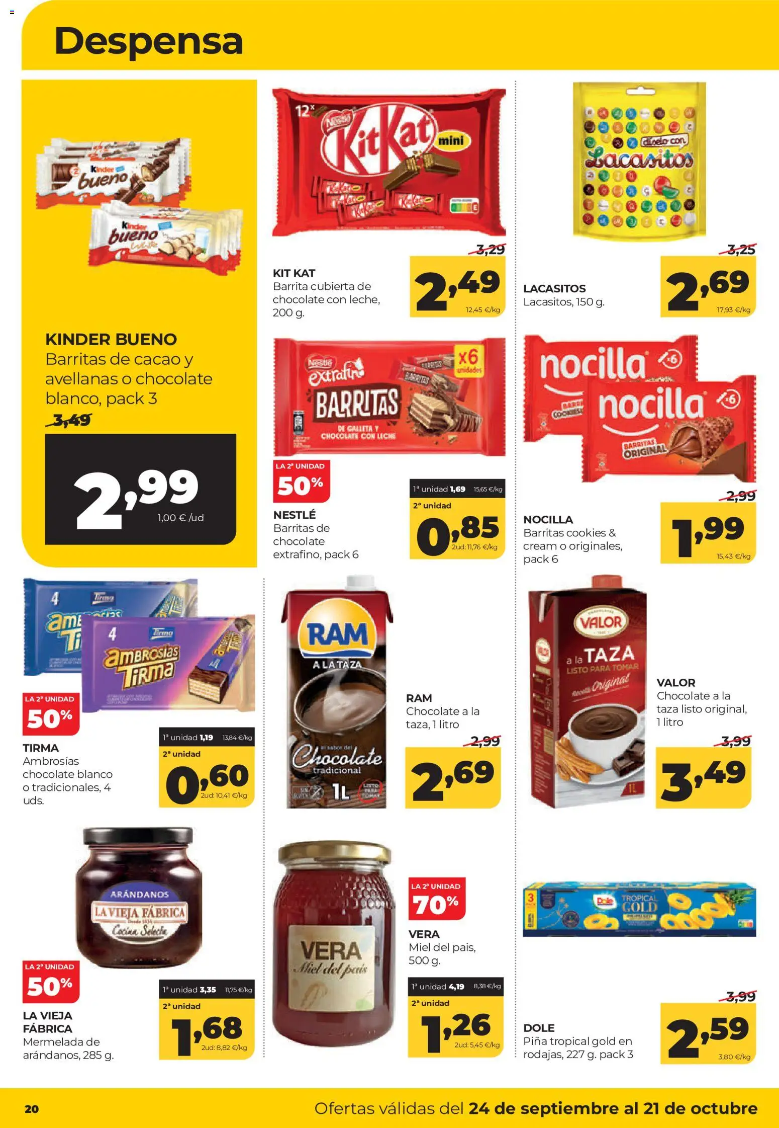 Alimerka folleto Castilla y León │ válido desde el 24/09/2026 | Página: 20 | Productos: Miel, Mermelada, Avellanas, Cacao