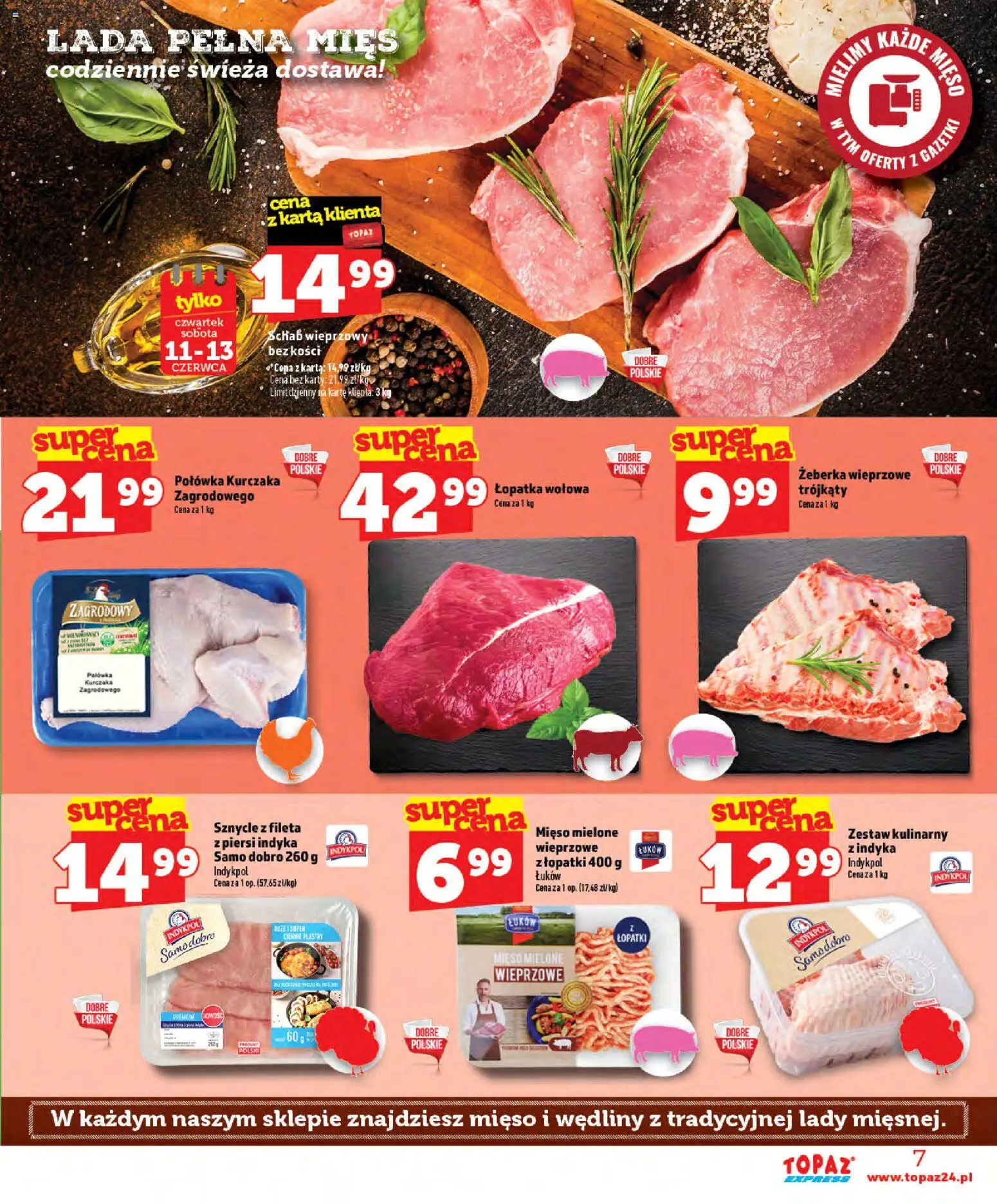 Topaz gazetka - Express od 11.06.2026 | Strona: 7 | Produkty: Karta, Mięso, Mięso mielone, Wędliny