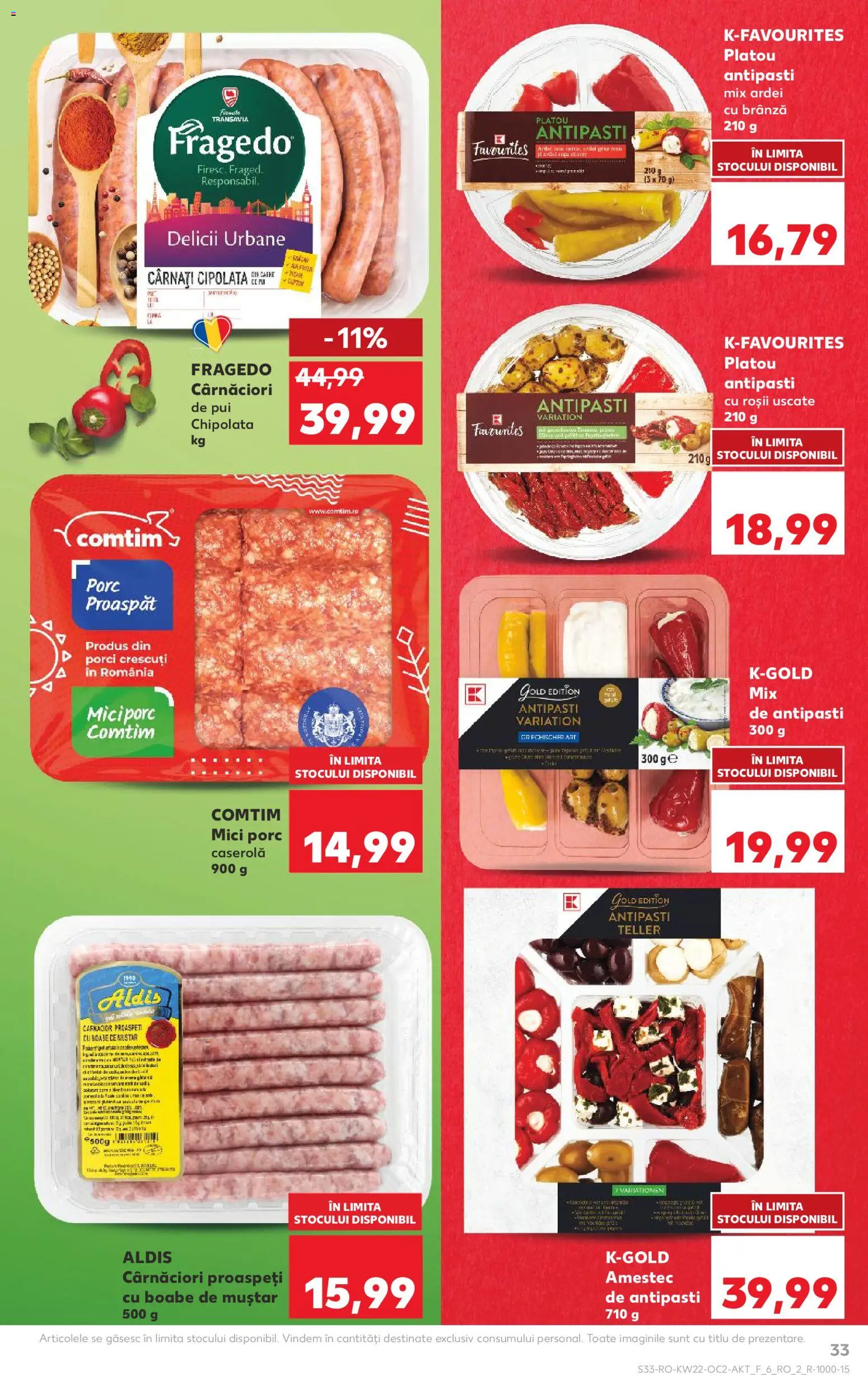 Kaufland RO akciós ujság - amely érvényes a következő dátumtól: 27.05.2026 | Oldal: 33 | Termékek: Antipasti, Mustár