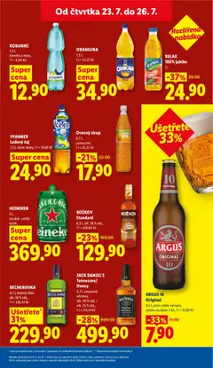 Náhled letáku Lidl leták od 23.07.2026 | Strana: 27 | Produkty: Heineken, Whiskey, Čaj, Argus