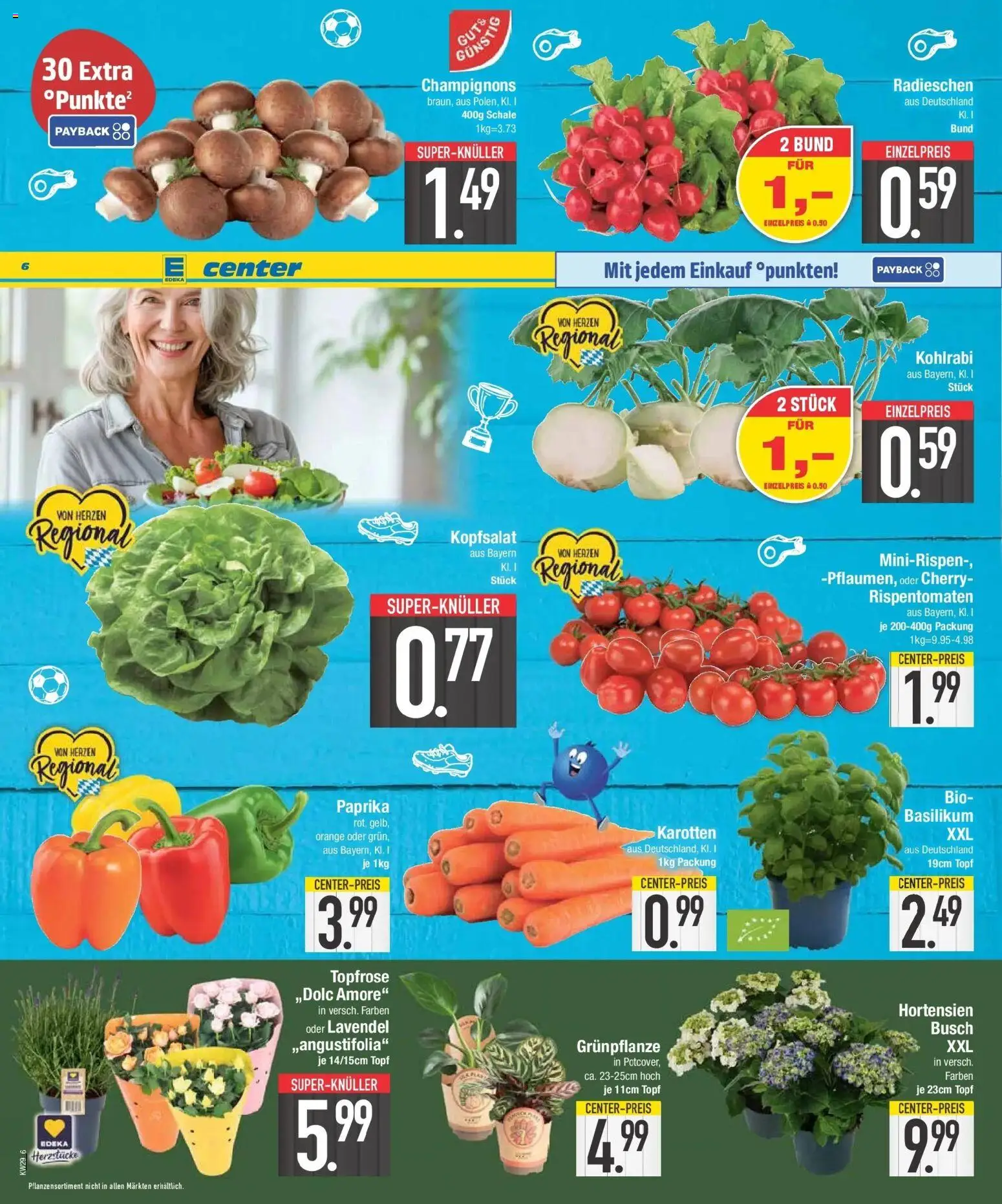 E center Prospekt Neuburg An Der Donau – gültig ab 13.07.2026 | Seite: 6 | Produkte: Kohlrabi, Champignons, Paprika, Lavendel