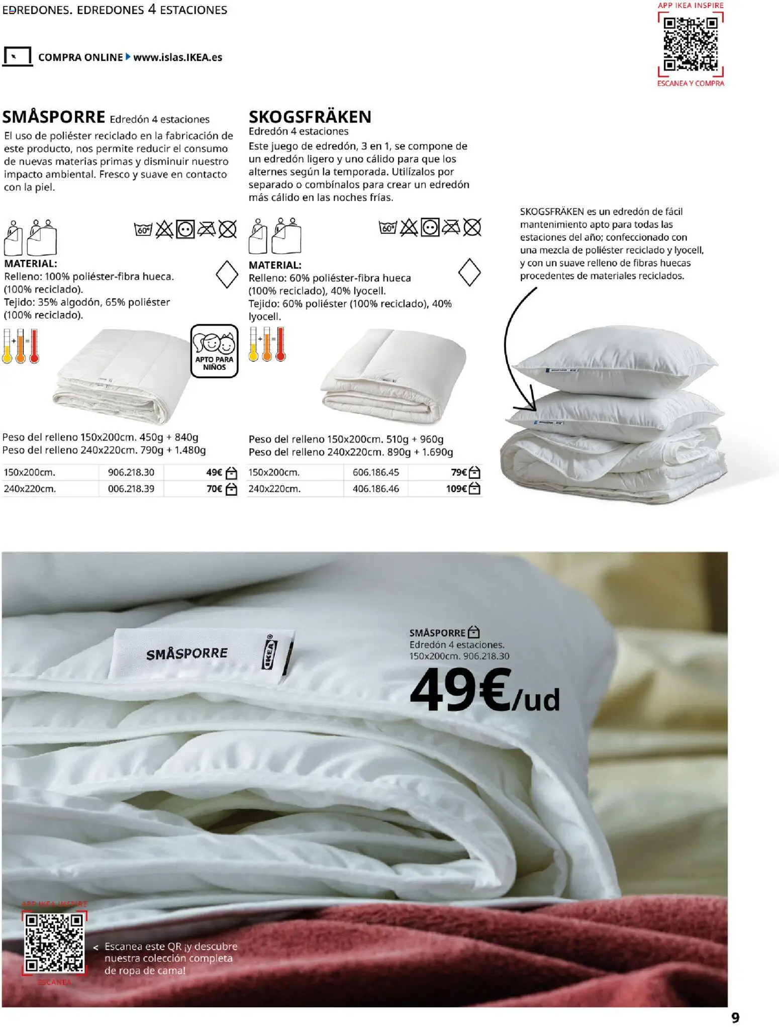 Catálogo IKEA Ropa de Cama │ válido desde el 01/02/2026 | Página: 9 | Productos: Edredón, Ropa, Ropa de cama, Peso