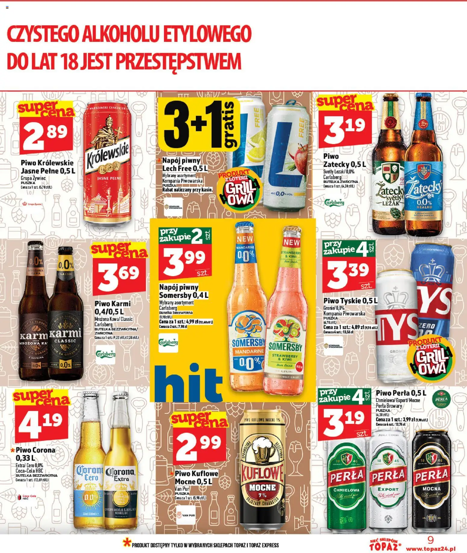 Topaz gazetka - MAZ od 30.04.2026 | Strona: 9 | Produkty: Tyskie, Piwo, Somersby, Kiwi