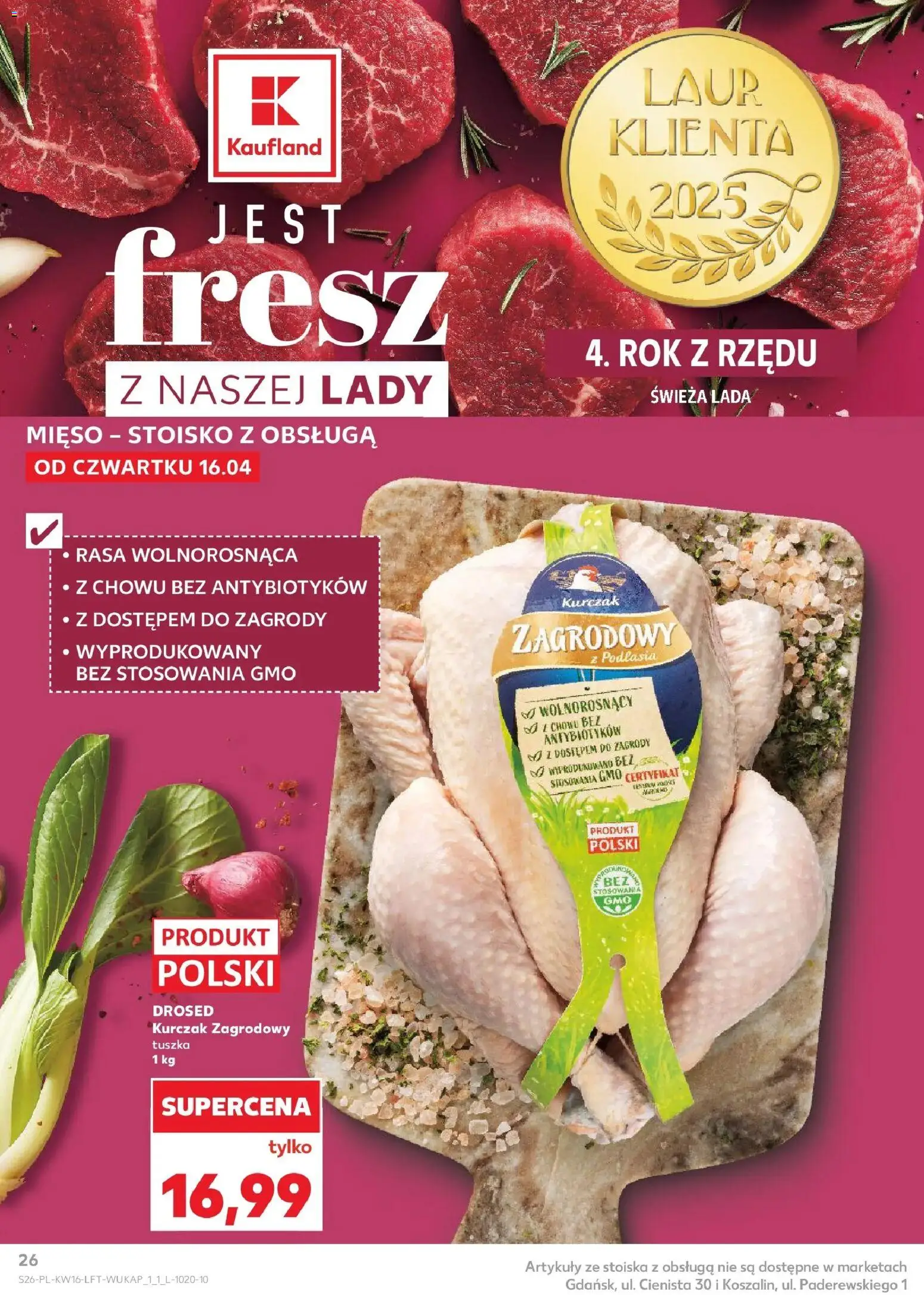 Kaufland gazetka od 16.04.2026 | Strona: 26 | Produkty: Kurczak, Mięso, Kurczak zagrodowy