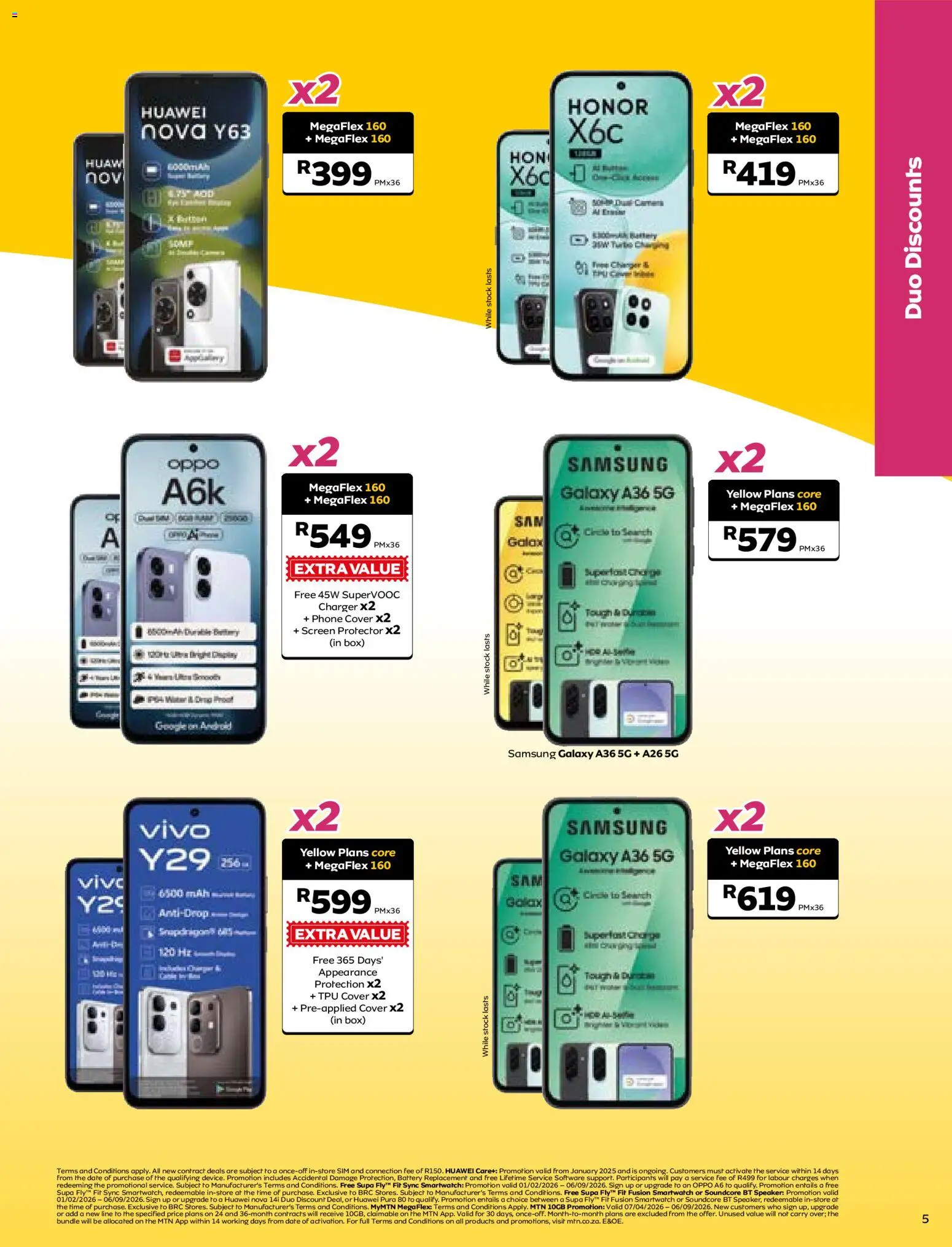 New MTN catalogue – valid from 07/08/2026 | Page: 5 | Products: Phone, Speaker, Charger, Stock