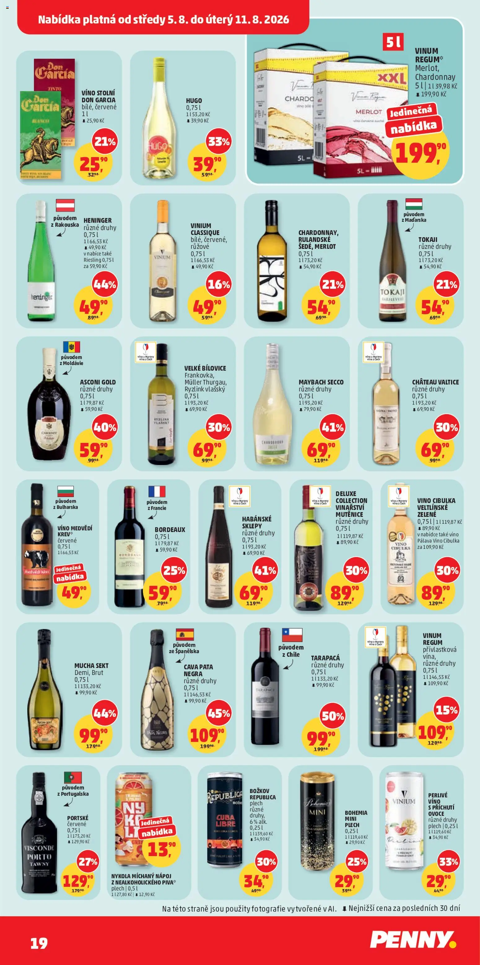 Penny Market leták od 05.08.2026 | Strana: 19 | Produkty: Míchaný nápoj, Tarapaca, Sekt, Republica
