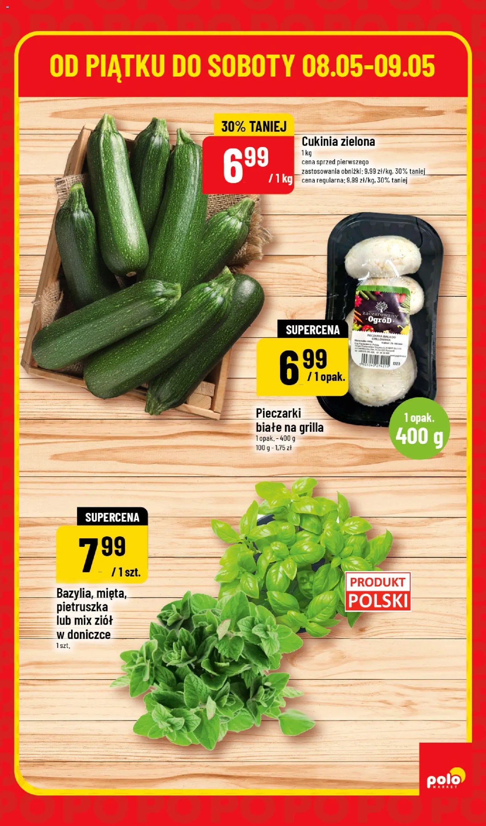 POLOmarket gazetka - Super Hity od 08.05.2026 | Strona: 5 | Produkty: Pietruszka, Pieczarki, Pieczarki białe, Cukinia
