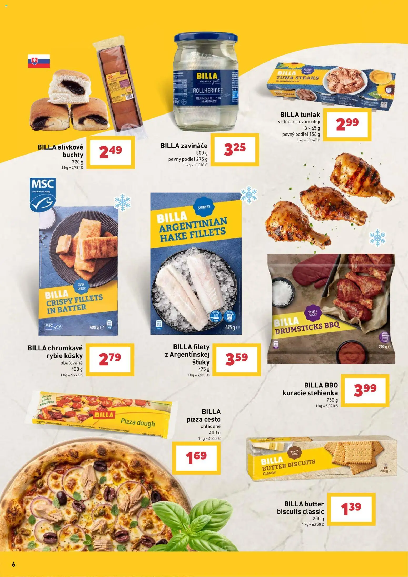 Nové Billa akcie – leták je platný od 09.09.2026 | Strana: 6 | Produkty: Tuniak, Pizza, Cesto