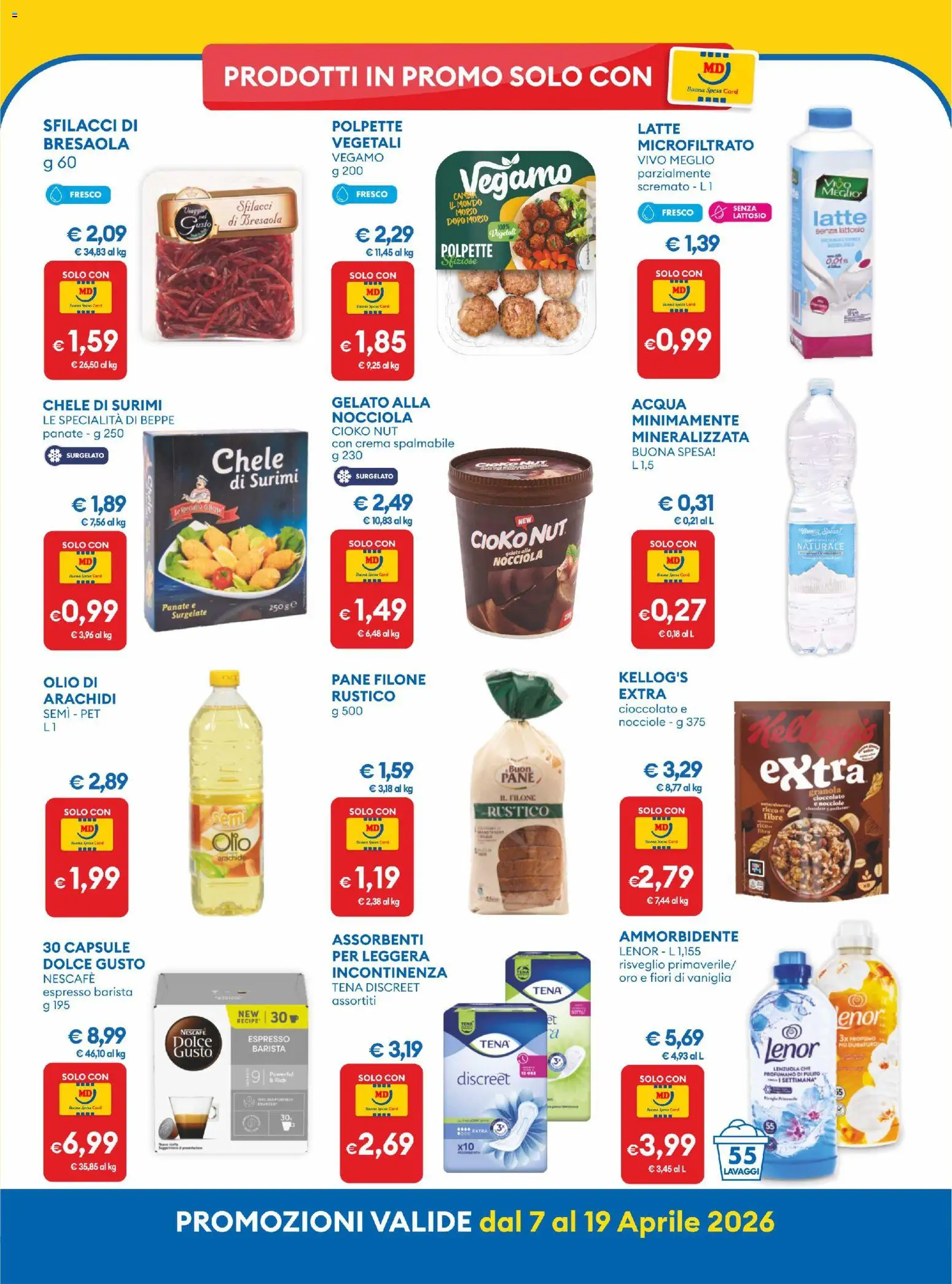 Volantino MD Discount del 07.04.2026 | Pagina: 10 | Prodotti: Ammorbidente, Bresaola, Arachidi, Polpette