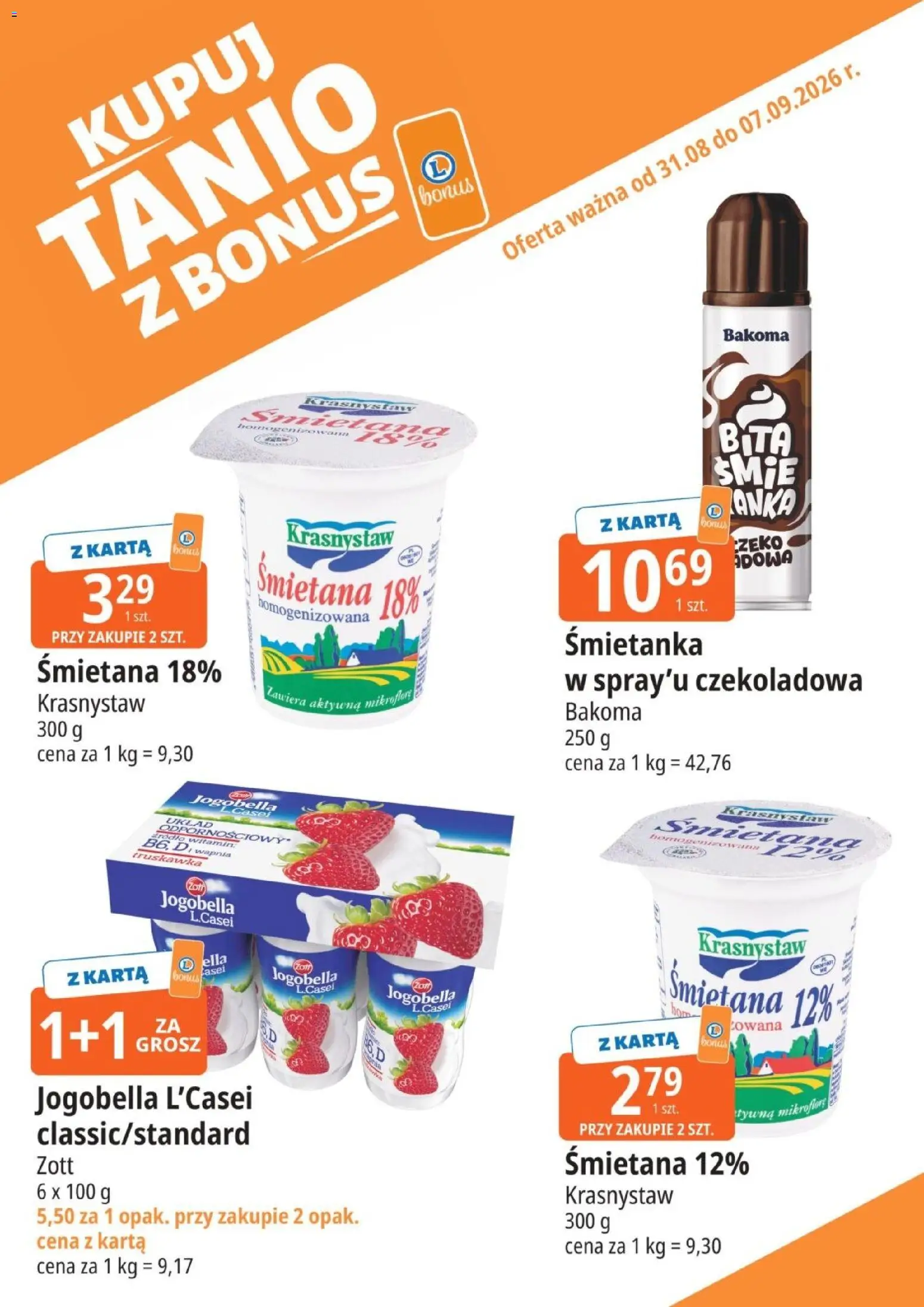 E.Leclerc gazetka - Kupuj Tanio Z Bonus od 31.08.2026 | Strona: 5 | Produkty: Karta, Czekoladowa, Śmietana