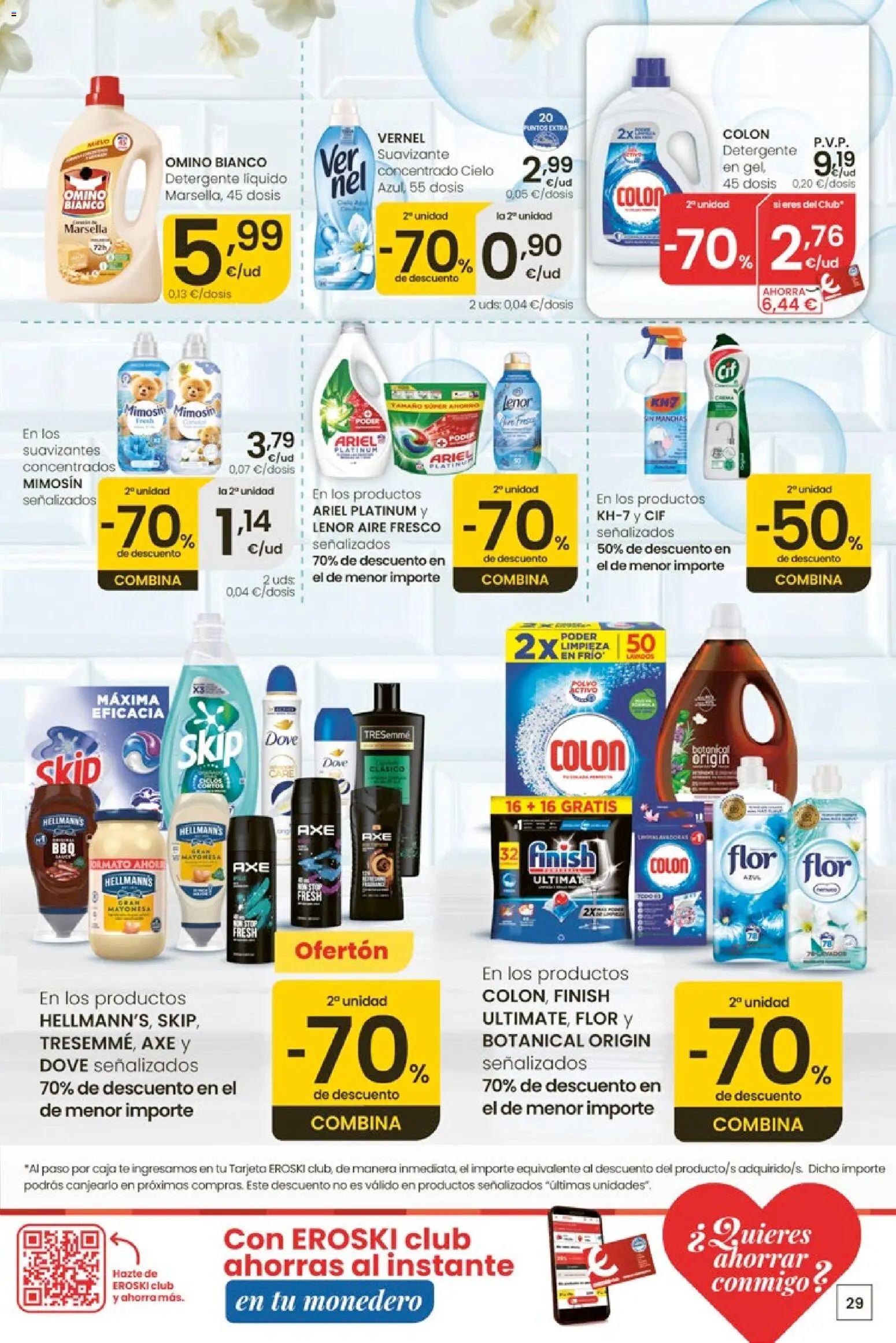 Eroski Ofertones de verano │ válido desde el 28.05.2026 | Página: 29 | Productos: Detergente, Té, Οθόνη προβολής, Caja