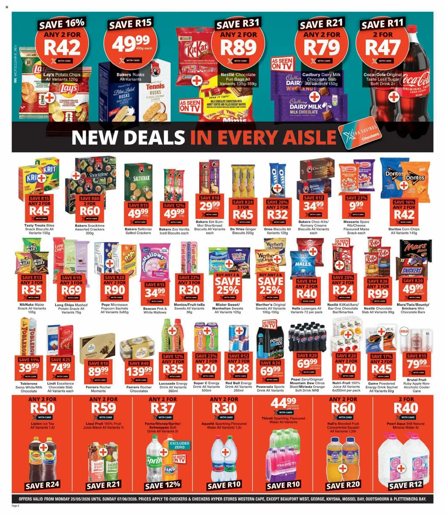 New Checkers catalogue – valid from 25.05.2026 | Page: 8 | Products: TV, Milk, Tea, Popcorn